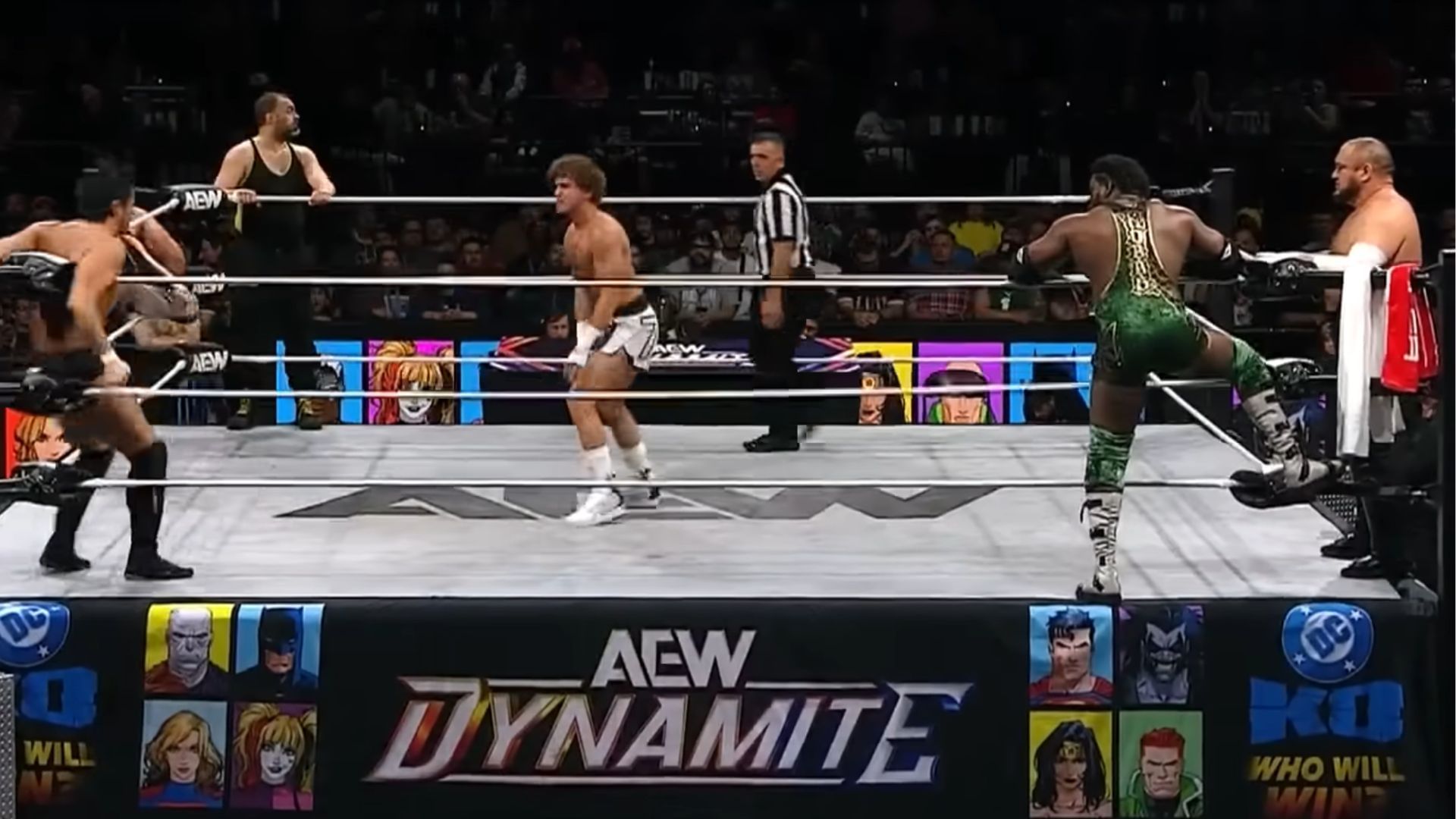 "Dom left friend in the dust", "Dom is better in every way" 1 Hook facing The Opps (with Eddie Kingston and Hangman Page) at Wednesday Night Dynamite (Image Credits: All Elite Wrestling on YouTube)