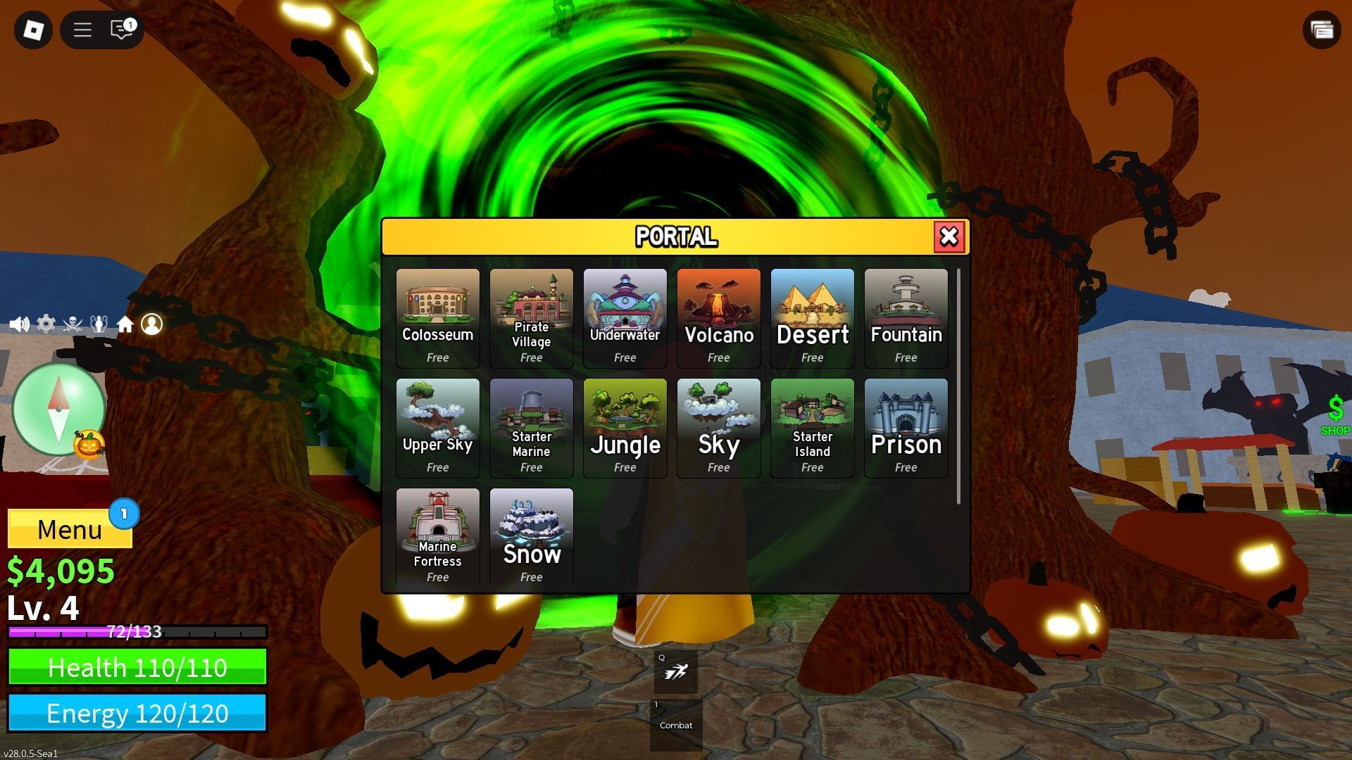 Trick-or-Treating may open a portal to the Observatory (Image via Roblox)