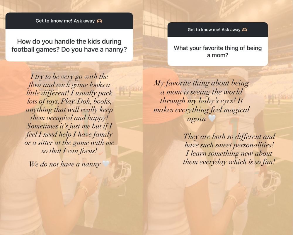 Tua Tagovailoa's wife Annah shares how she juggles motherhood and game days in a candid Q&A (IG/@annahtagovailoa)