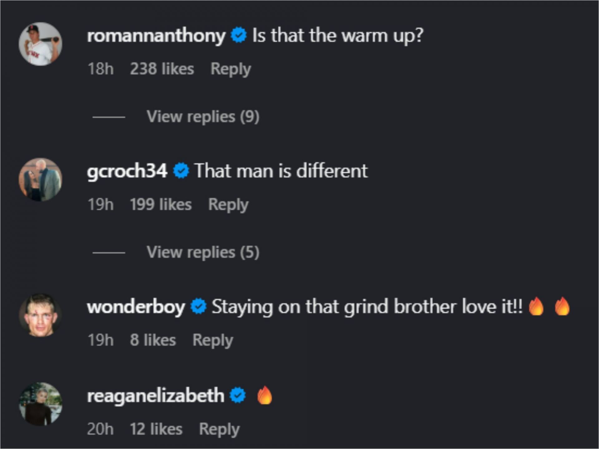 Snímka obrazovky komentárov (zdroj obrázka: Instagram/abreg_1)