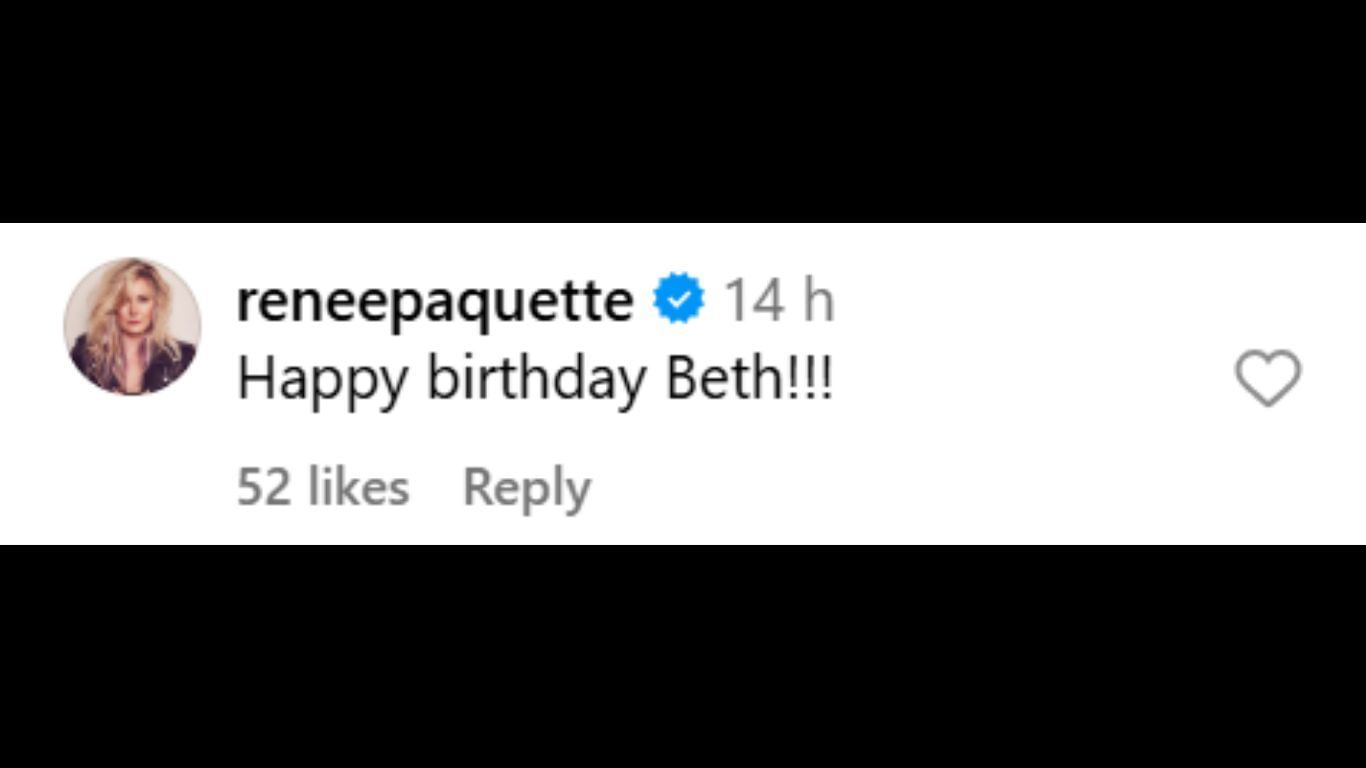Renee Paquette&#039;s comment [Screenshot taken from Instagram]