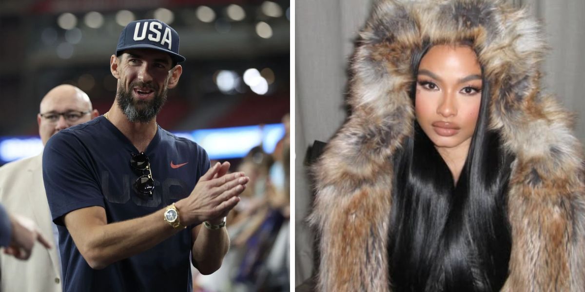 Michael Phelps and India Love. (Images by Getty and Instagram@indialove)