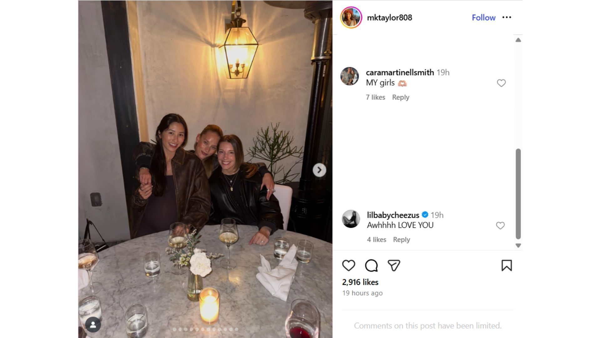 Cara Smith and Chase Carter&#039;s comments on Mary Taylor&#039;s Instagram post (Source: Instagram @mktaylor808)