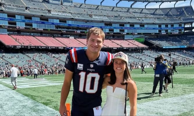 WATCH: Drake Maye, wife Ann turns heads at Celtics-Jazz game as kids mob Patriots QB at TD Garden