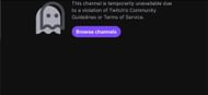 Message that appears when trying to access RaKai's official Twitch channel on November 18, 2025 (Image via Twitch)