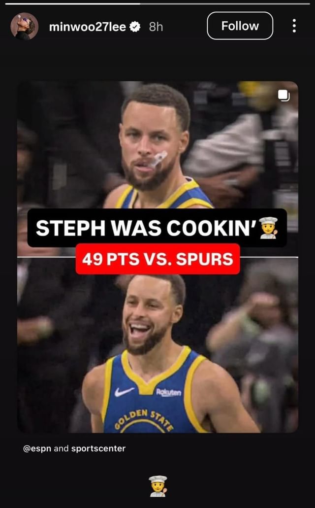 Stephen Curry ( via Min Woo Lee&#039;s Instagram story)