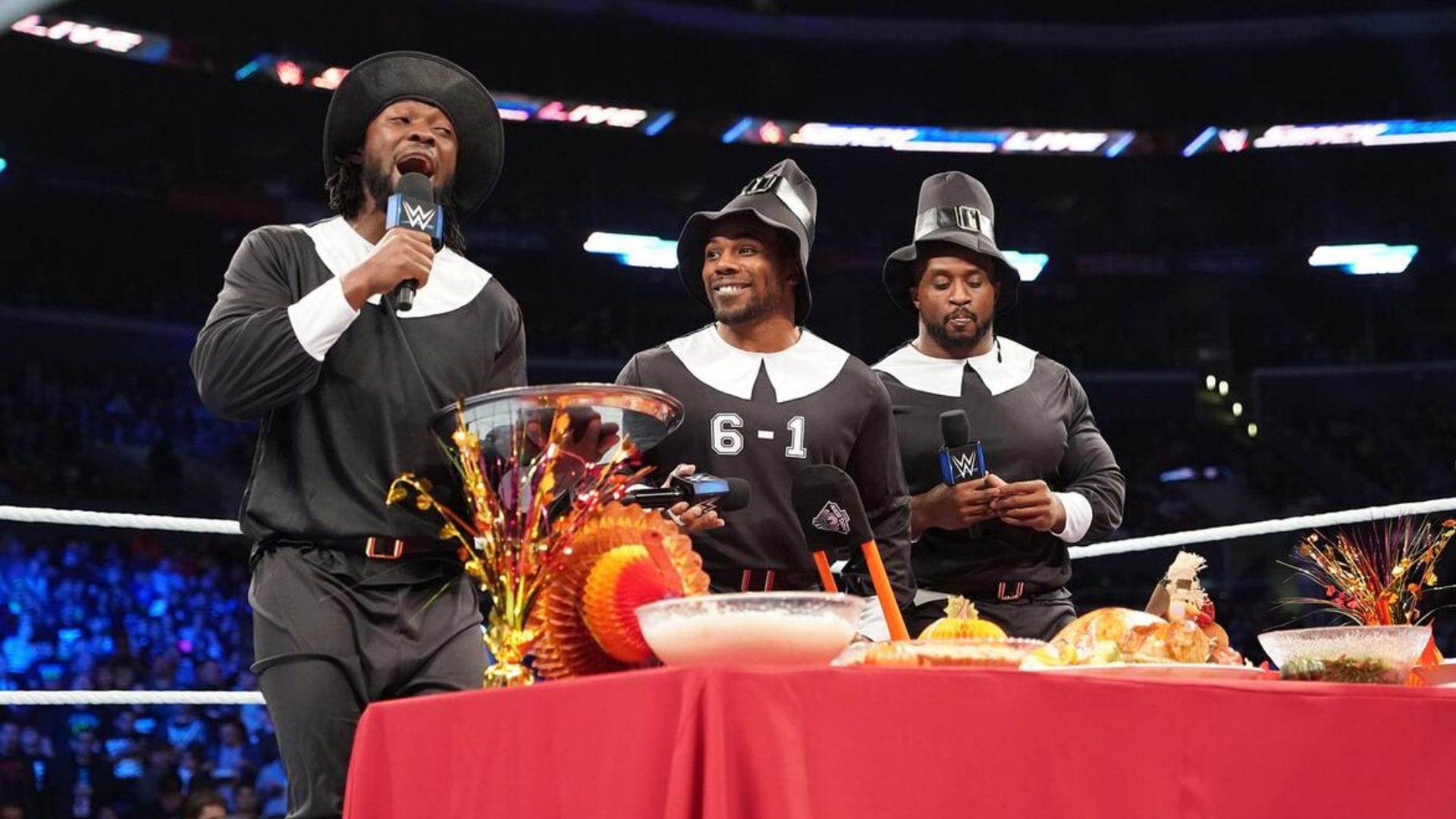 The New Day at Thanksgiving [Image Credits: WWE.com]