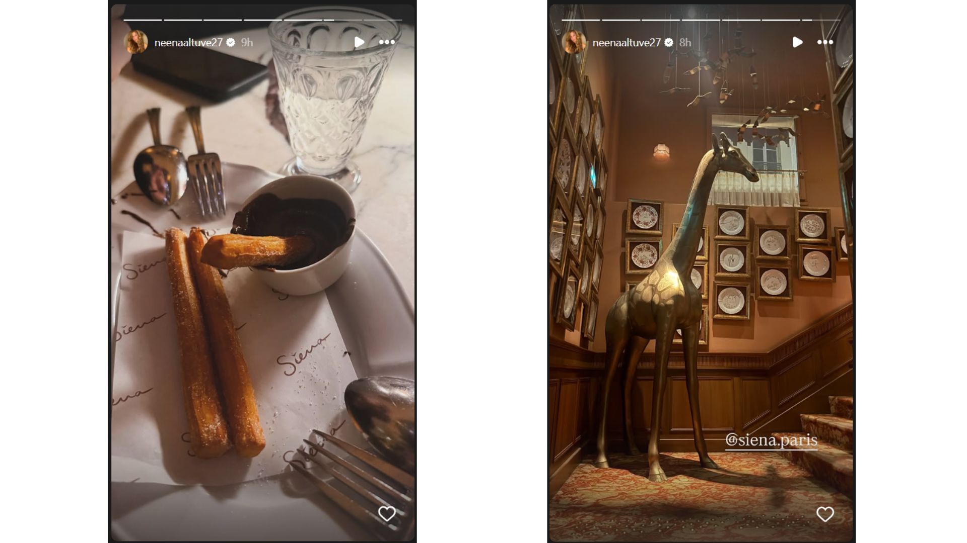 Neena Altuve enjoying breakfast at the Siena restaurant in Paris (Source: Instagram @neenaaltuve27)