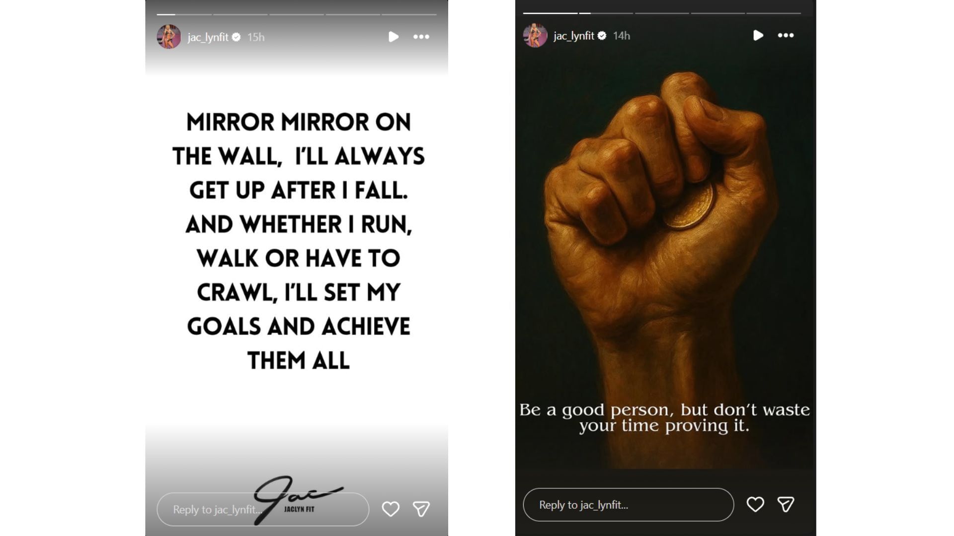 Jaclyn Cordeiro's Instagram Story showcasing the scenic view of her "po večernej túre" (Zdroj: Instagram @jac_lynfit)