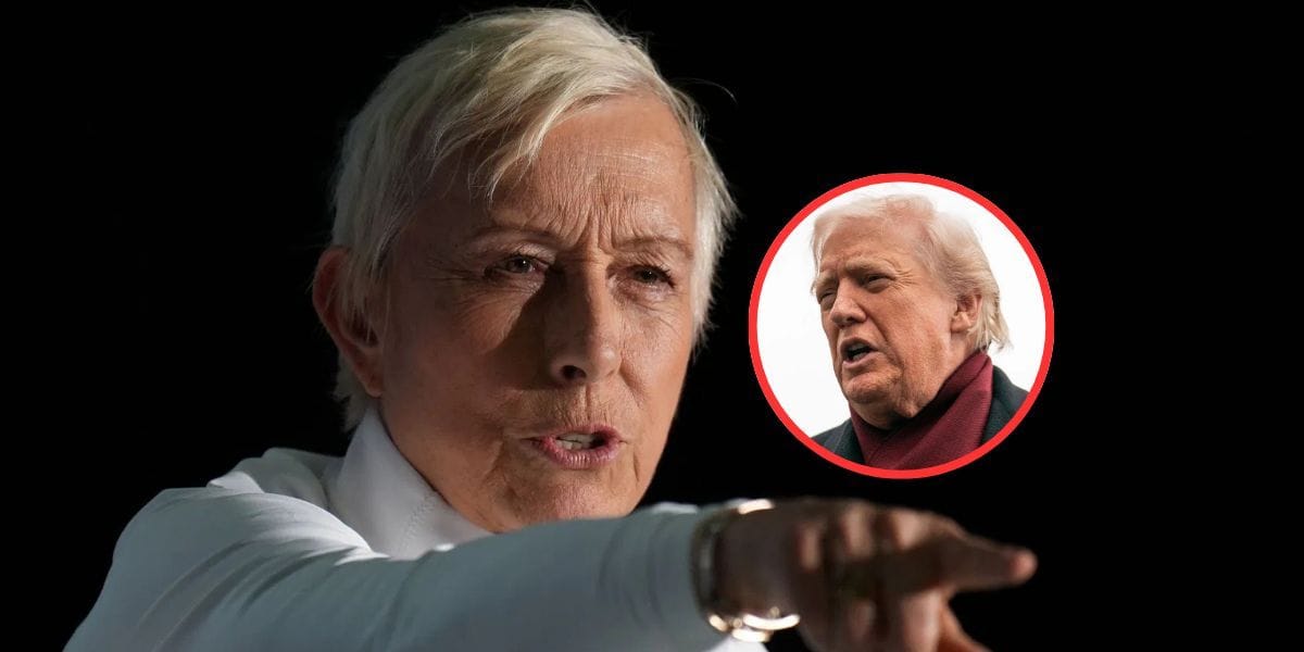 Martina Navratilova (background), Donald Trump (inset), Sources: Getty