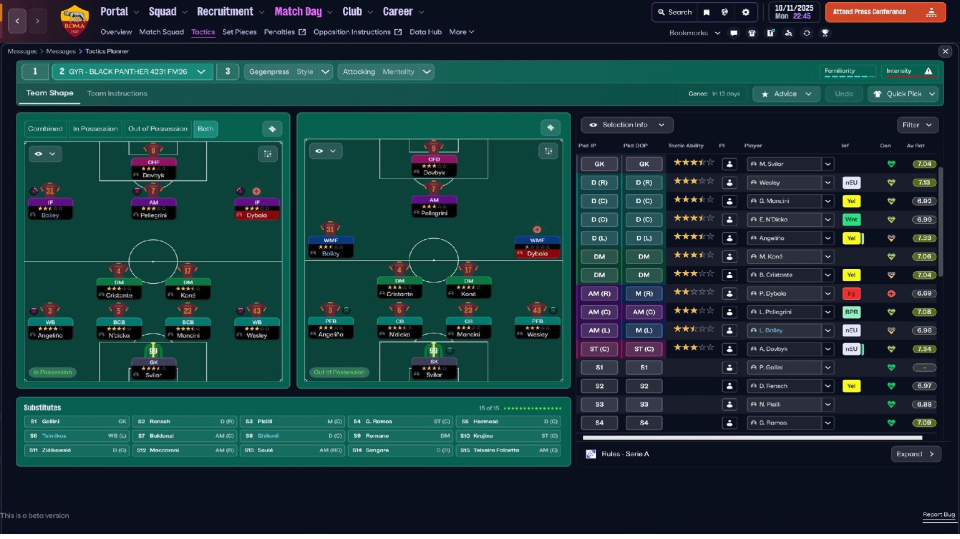 4-2-3-1 is one of the most successful tactics in FM 26 (Image via Sports Interactive)
