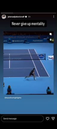 Jelena's Instagram Story featuring the epic point from the final of the 2013 ATP Finals (Source: Instagram/jelenadjokovicndf)