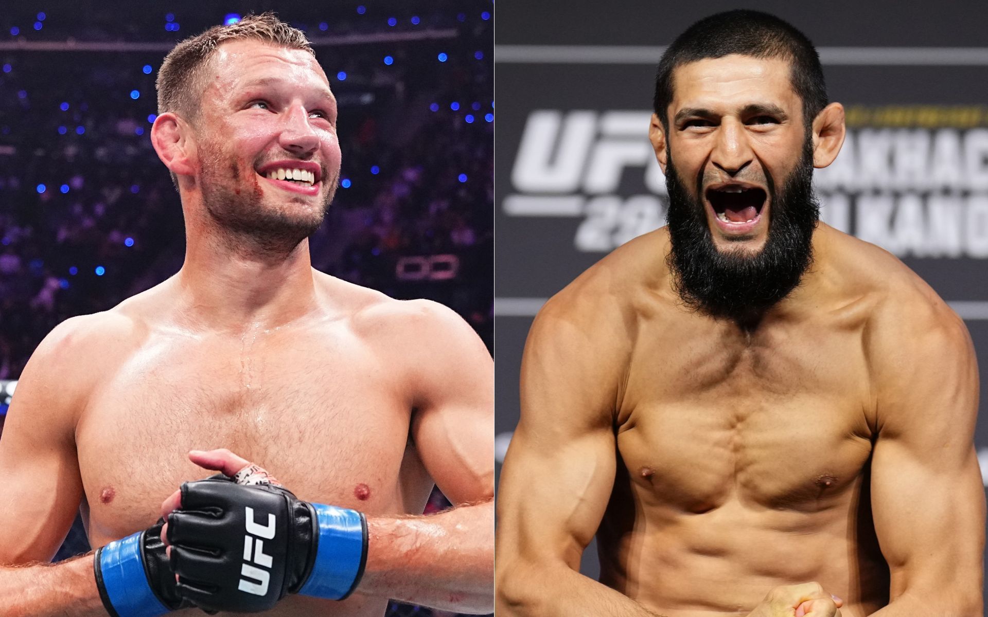 Reineir de Ridder (left) wants to get back into title contention and face Khamzat Chimaev (right). [Images courtesy: Getty Images]