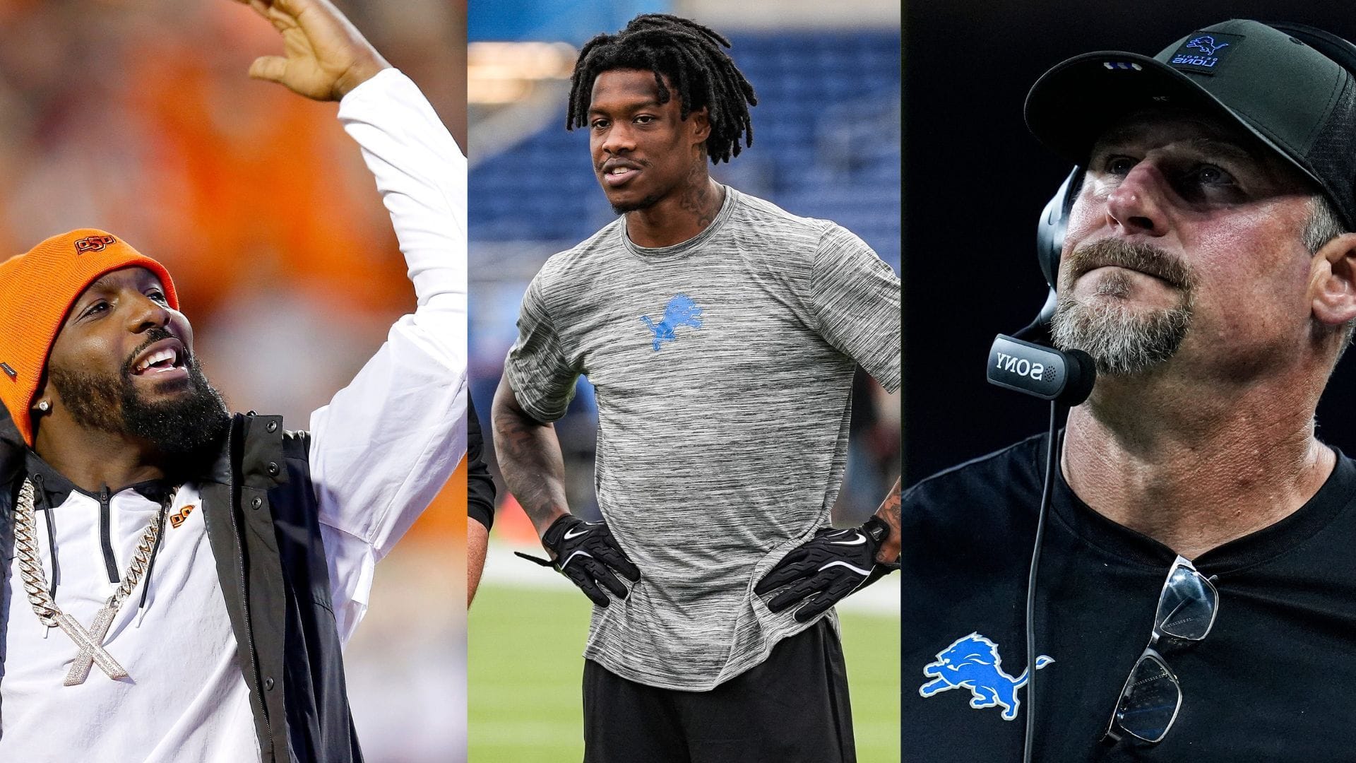 Dez Bryant, Dan Campbell, Jameson Williams 