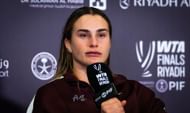 Aryna Sabalenka during a press conference at the 2025 WTA Finals (Source: Getty)