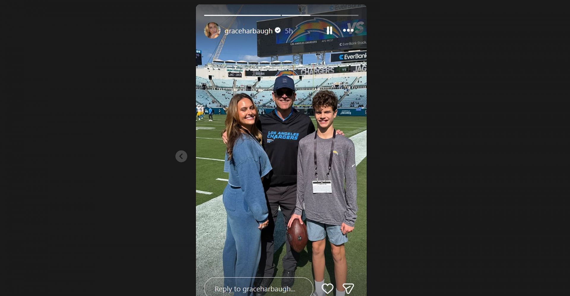 Jim Harbaugh&rsquo;s daughter Grace Harbaugh shines in all-blue co-ord (via @graceharbaugh/IG)