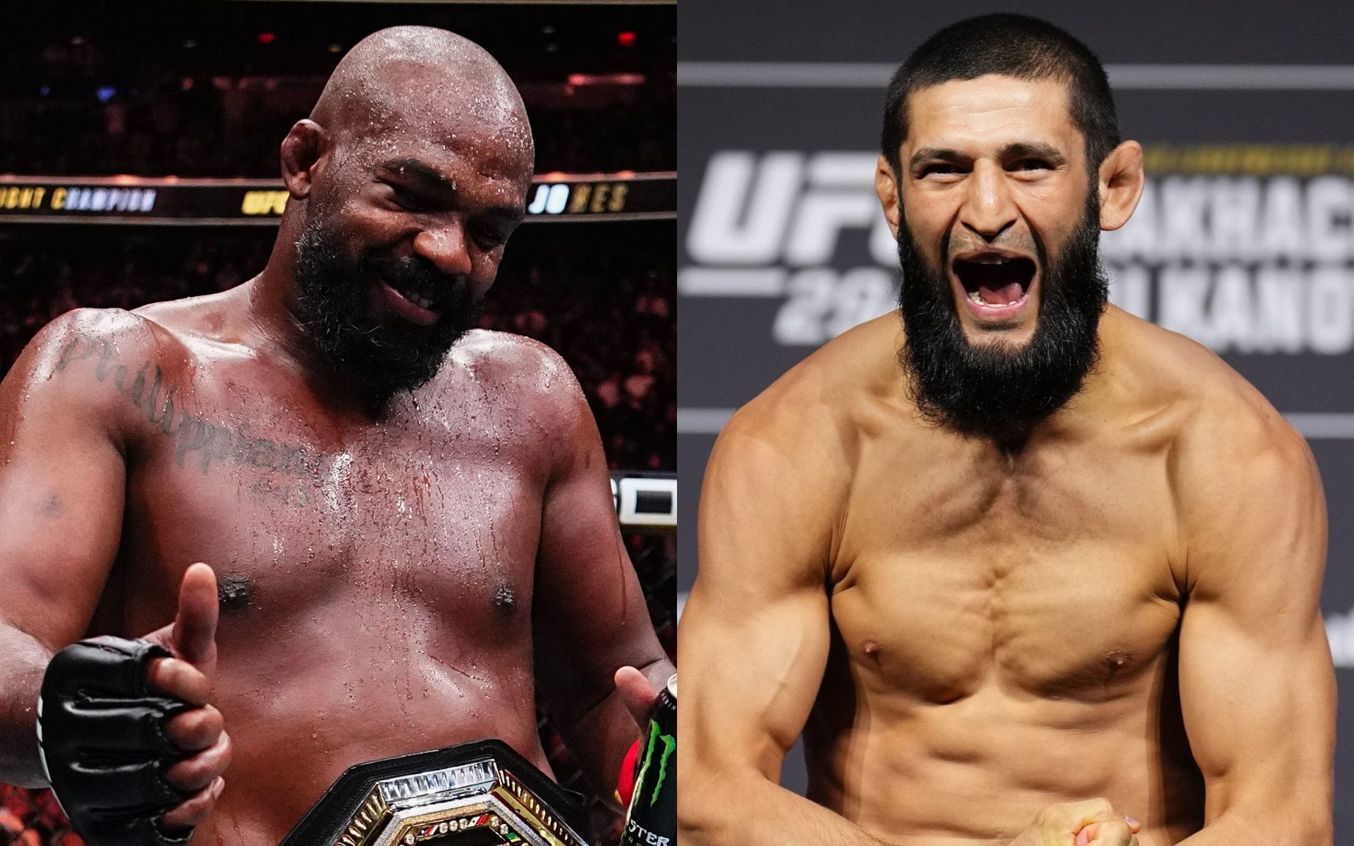 Jon Jones (left) is Khamzat Chimaev