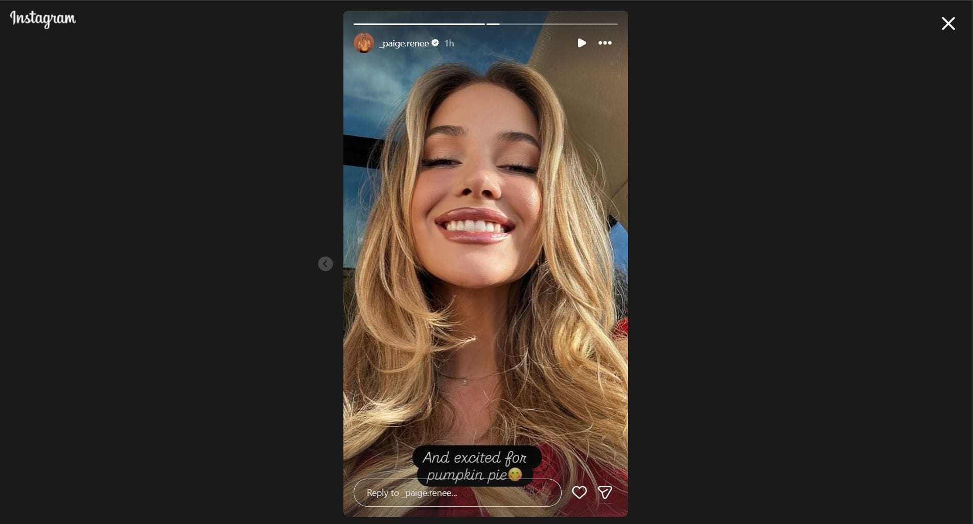 Still taken from Spiranac's Instagram story (Image Credit: Instagram @_paige.renee)