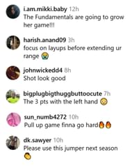 Fanoušci WNBA komentují příspěvek Angela Reese. (Foto: @angelreese5 na IG)