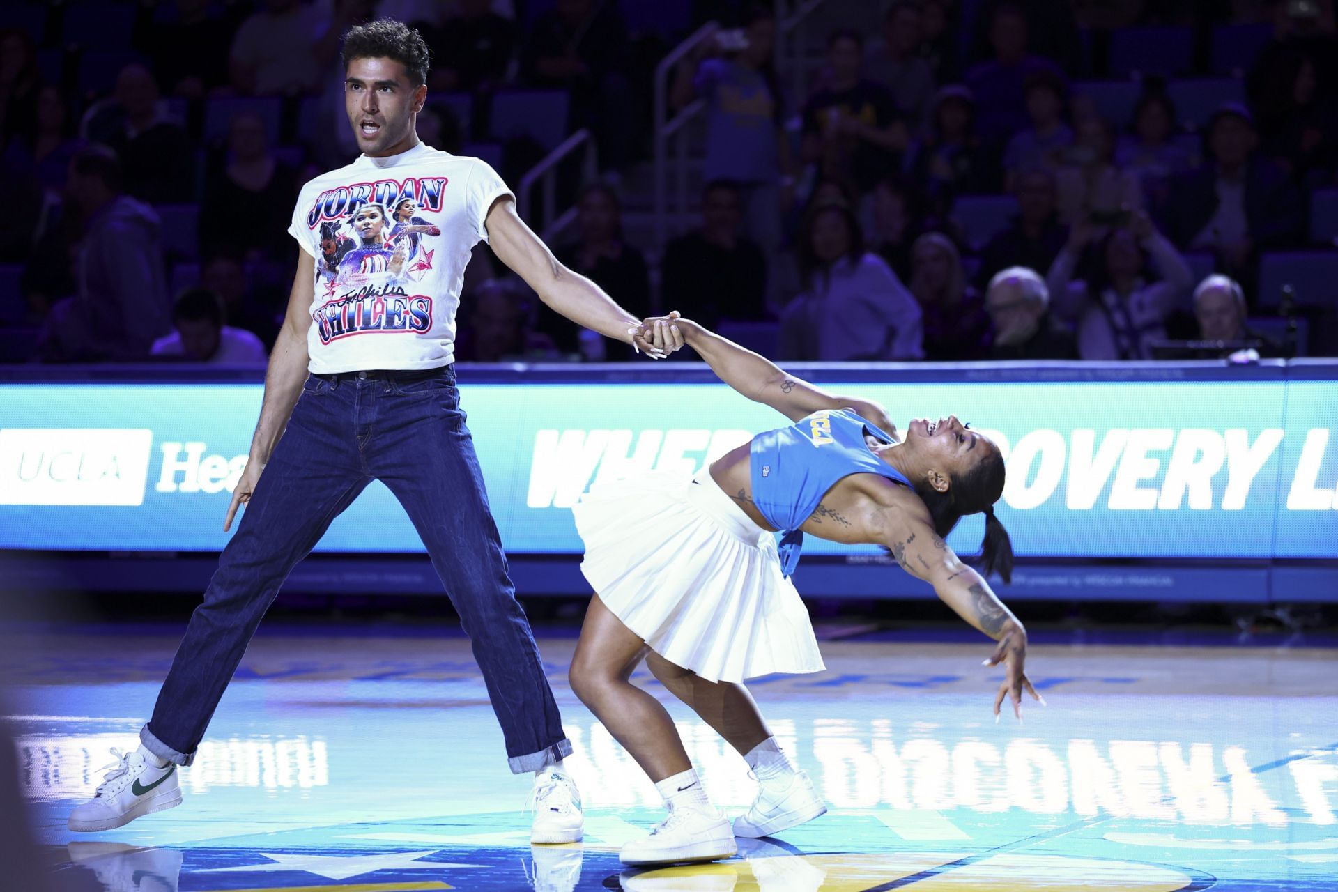 Jordan Chiles and Ezra Sosa performing at the UCLA Pauley Pavilion [Image Source : Getty]