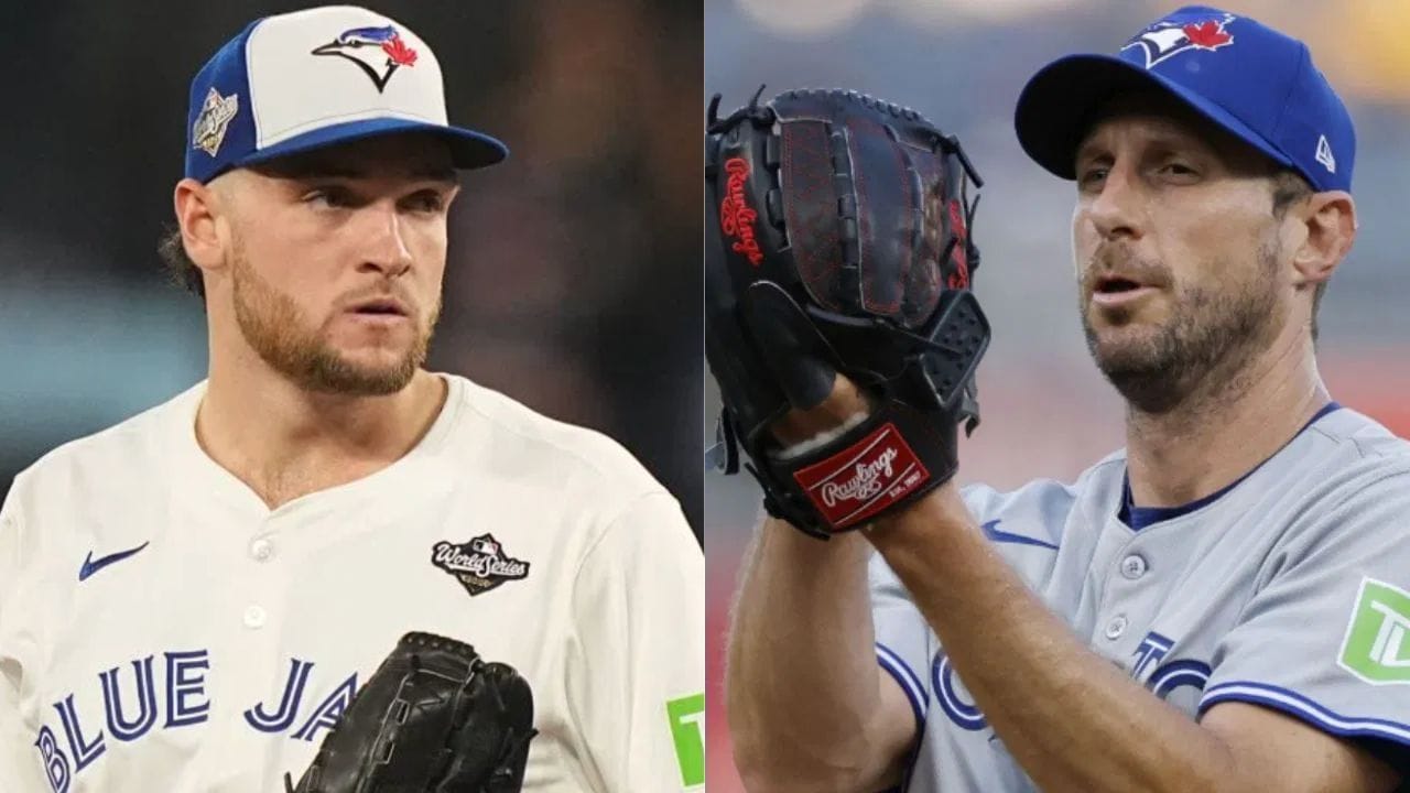 Trey Yesavage (L), Max Scherzer (R) (Images from - Getty)