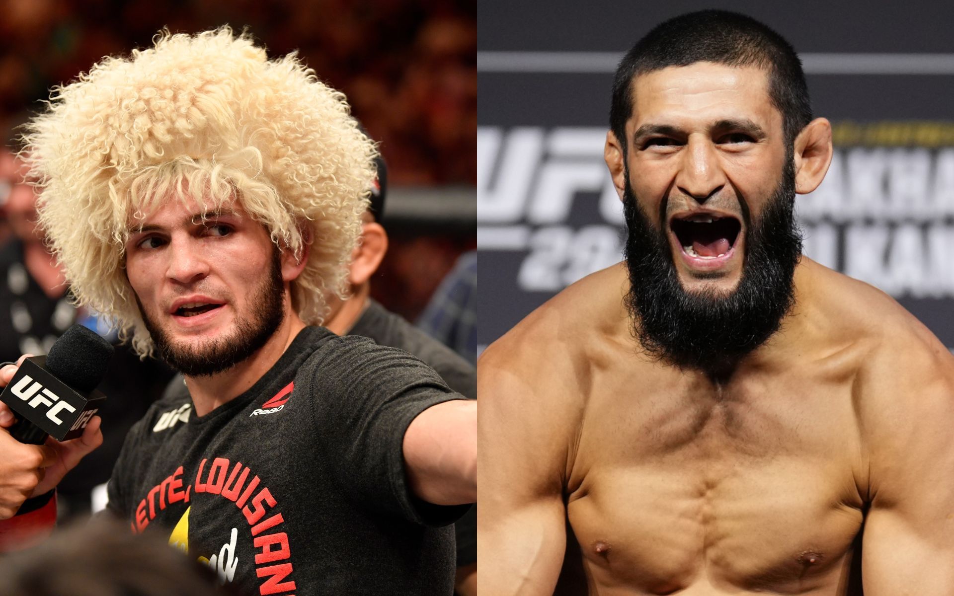 Khabib Nurmagomedov (left) and Khamzat Chimaev (right) are widely regarded among the best grapplers in UFC history. [Images couresy: Getty Images]