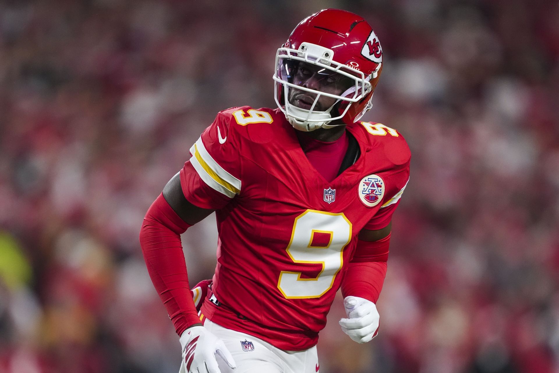 JuJu Smith-Schuster looks on in Kansas City gear - Source: Getty