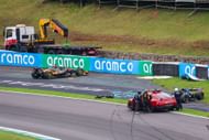Oscar Piastri and Franco Colapinto's cars after their crashes at the F1 Grand Prix of Brazil - Sprint - Source: Getty