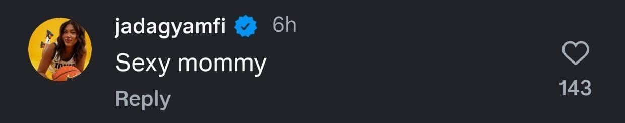 Jada Gyamfi&rsquo;s comment (Photo: Instagram/@caitlinclark23)