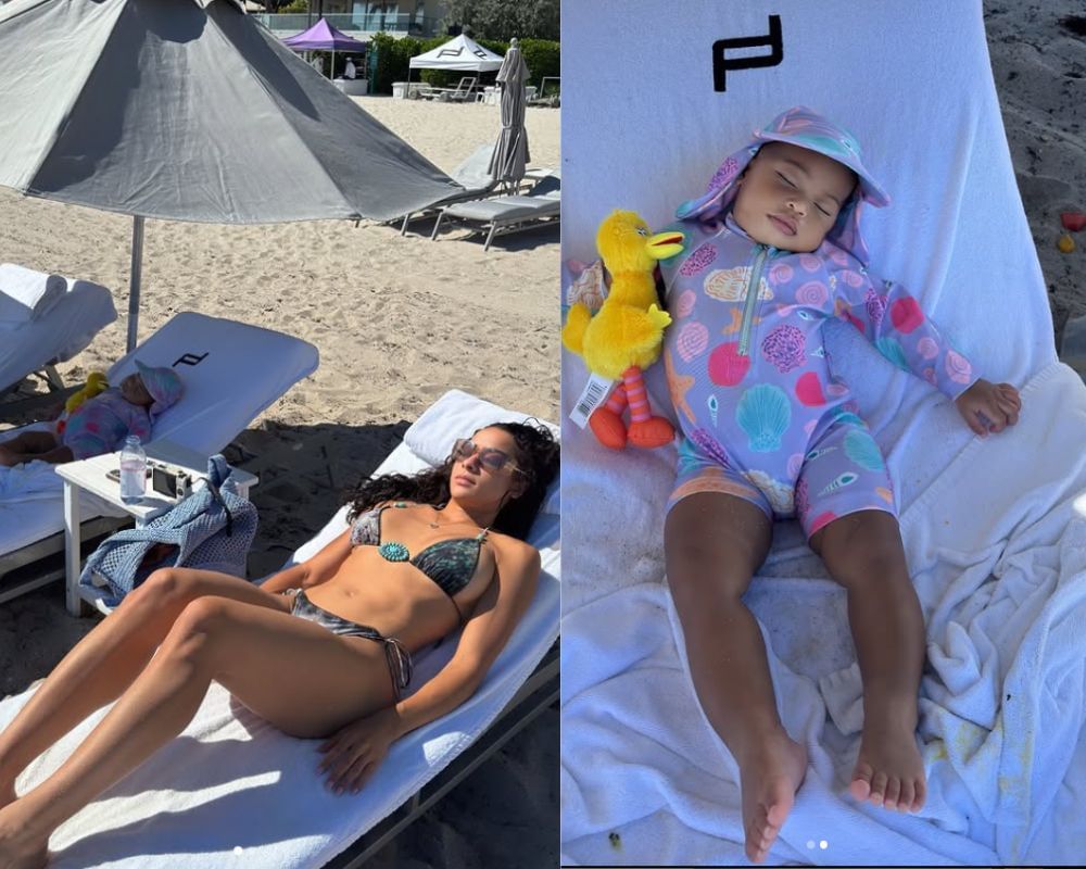 Tyreek Hill&rsquo;s estranged wife Keeta Vaccaro sunbathes in a mermaid swimsuit while enjoying a beach day with daughter Capri [PIC] [IG/@keeta_vaccaro]