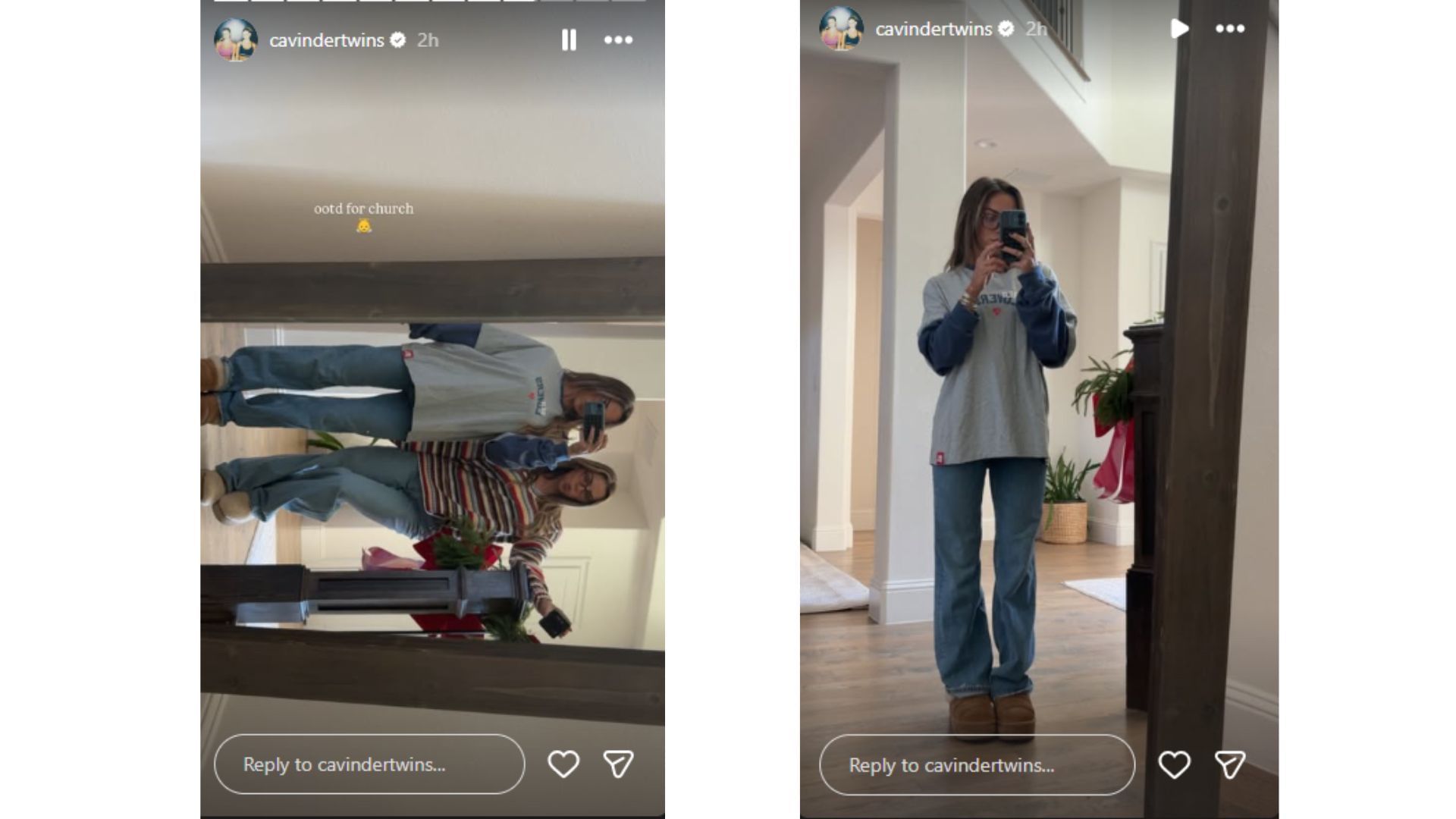 Haley Cavinder a dvojča Hanna predviedli svoje oblečenie pre Church. (Kredit: @cavindertwins)