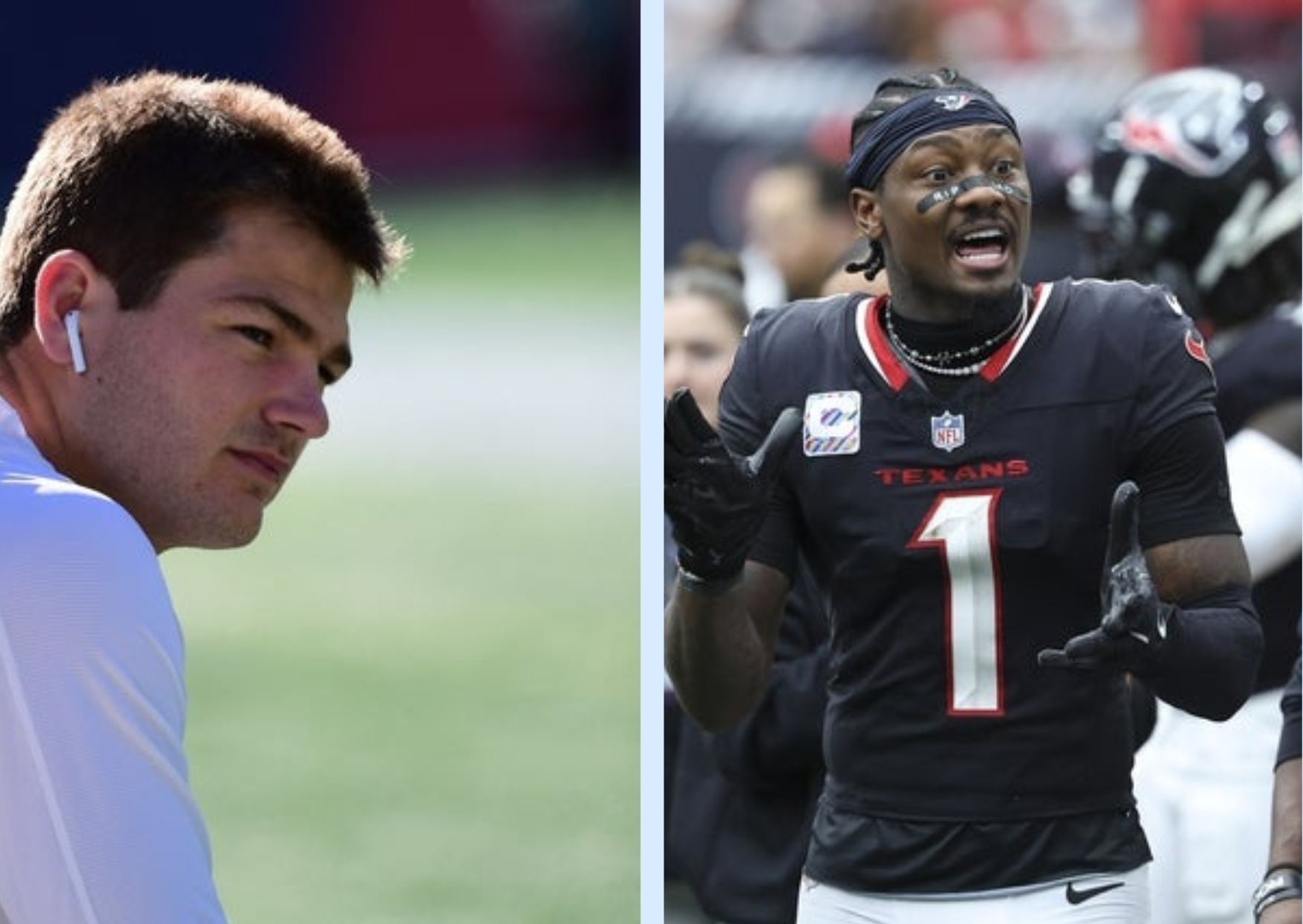 New England Patriots quarterback Drake Maye and wide receiver Stefon Diggs