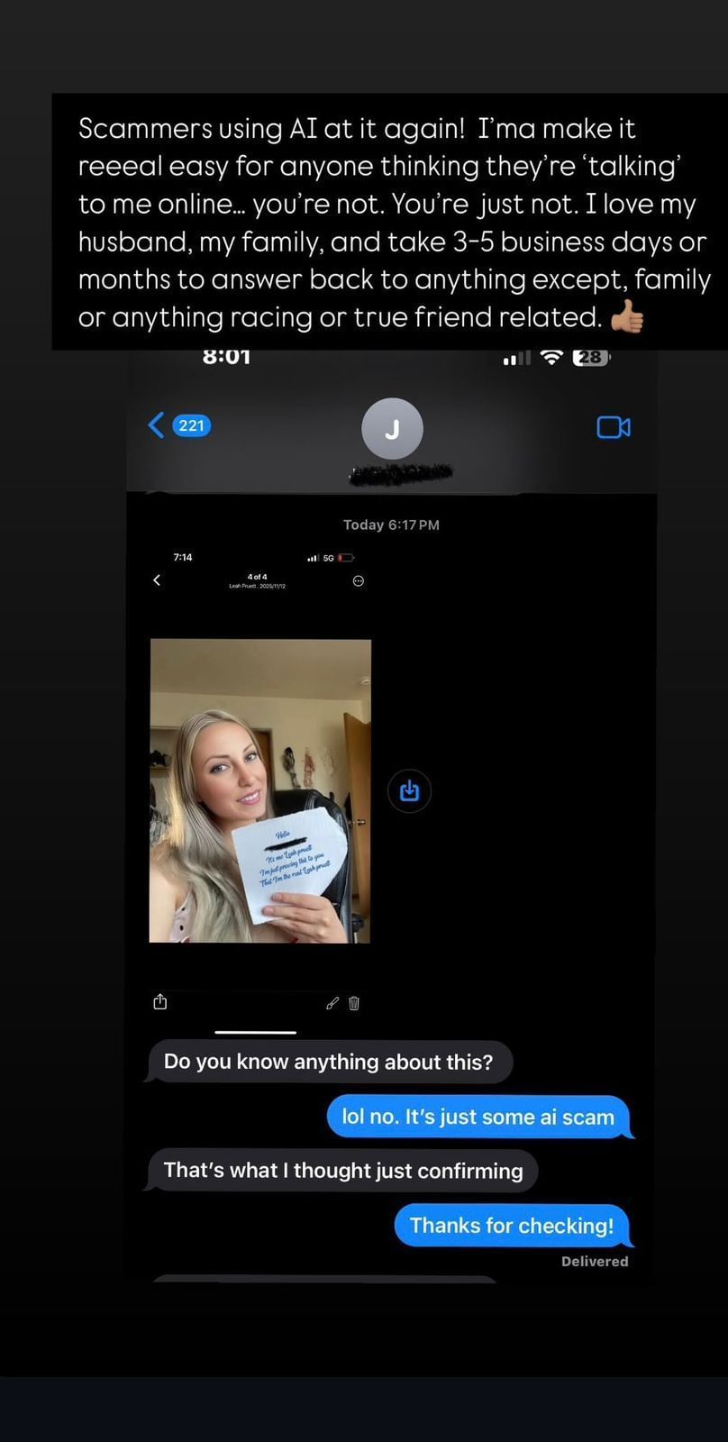 Pruett&#039;s story - via: @leah.pruett on Instagram