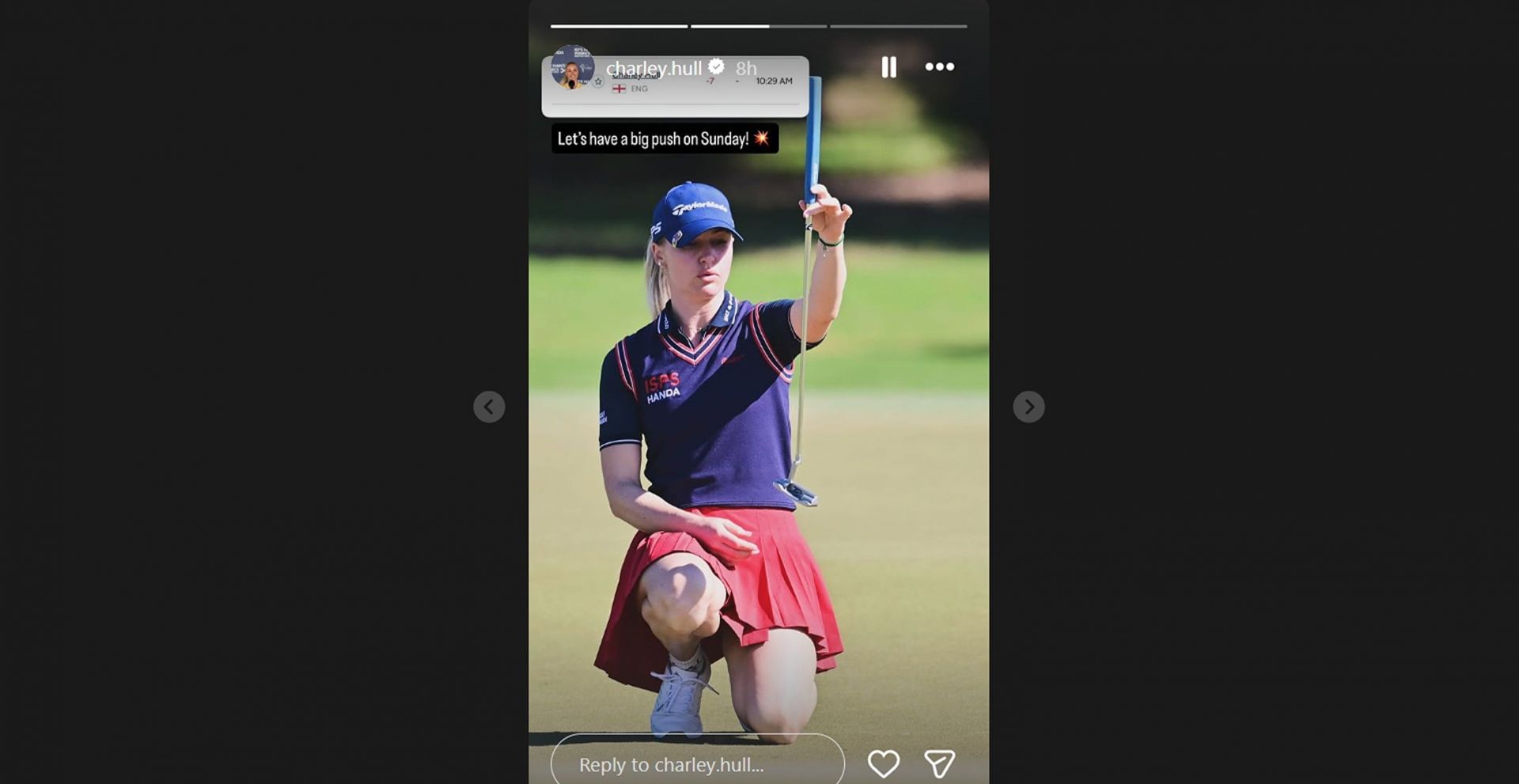 Charley Hull aims for a big push after being in contention at The Annika /@charley.hull