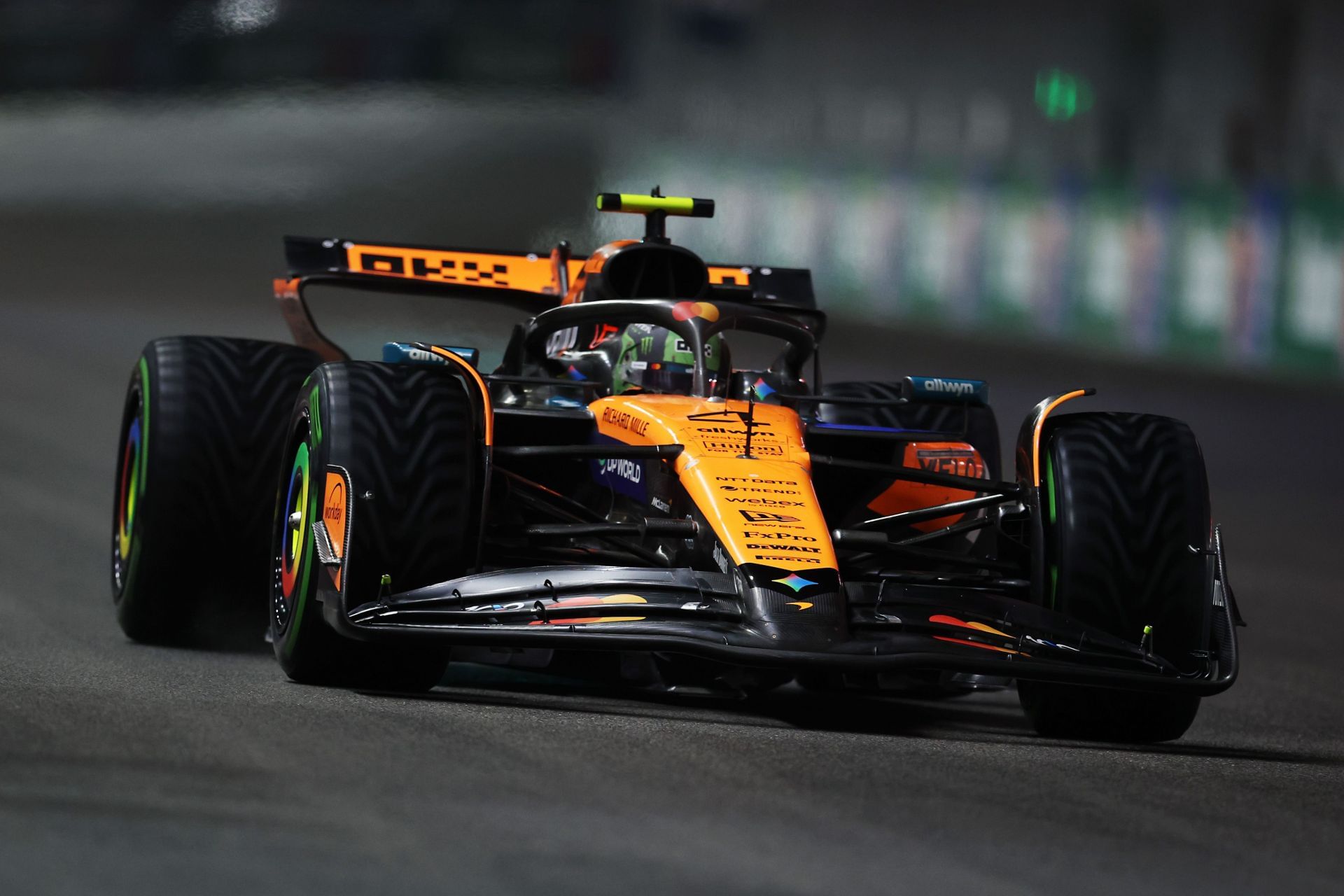 Lando Norris of Great Britain driving the (4) McLaren MCL39 Mercedes on track during qualifying ahead of the F1 Grand Prix of Las Vegas at Las Vegas Strip Circuit - Source: Getty