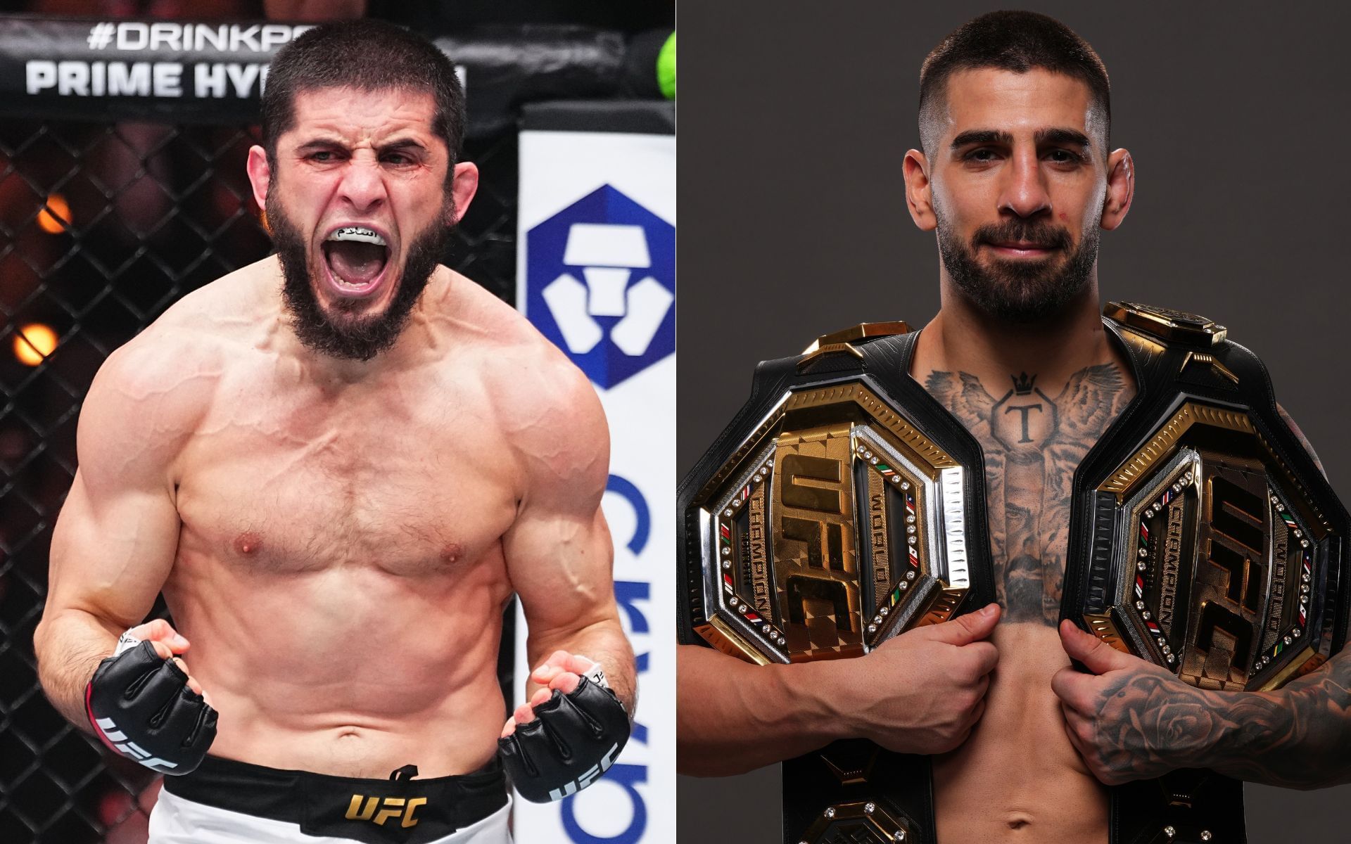 Islam Makhachev (left) and Ilia Topuria (right) is No.2 and No.1 on the UFC pound-for-pound rankings. [Images courtesy: Getty Images]