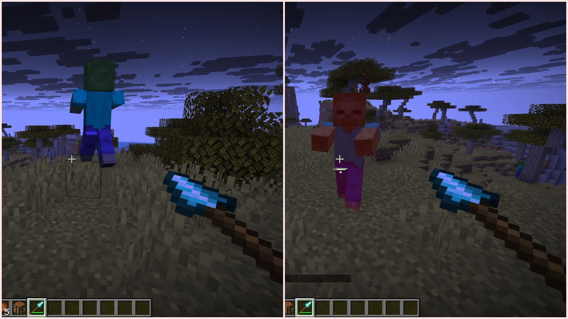 You need to hit five hostile creatures in a single charge attack (Image via Sportskeeda Gaming || Mojang Studios)