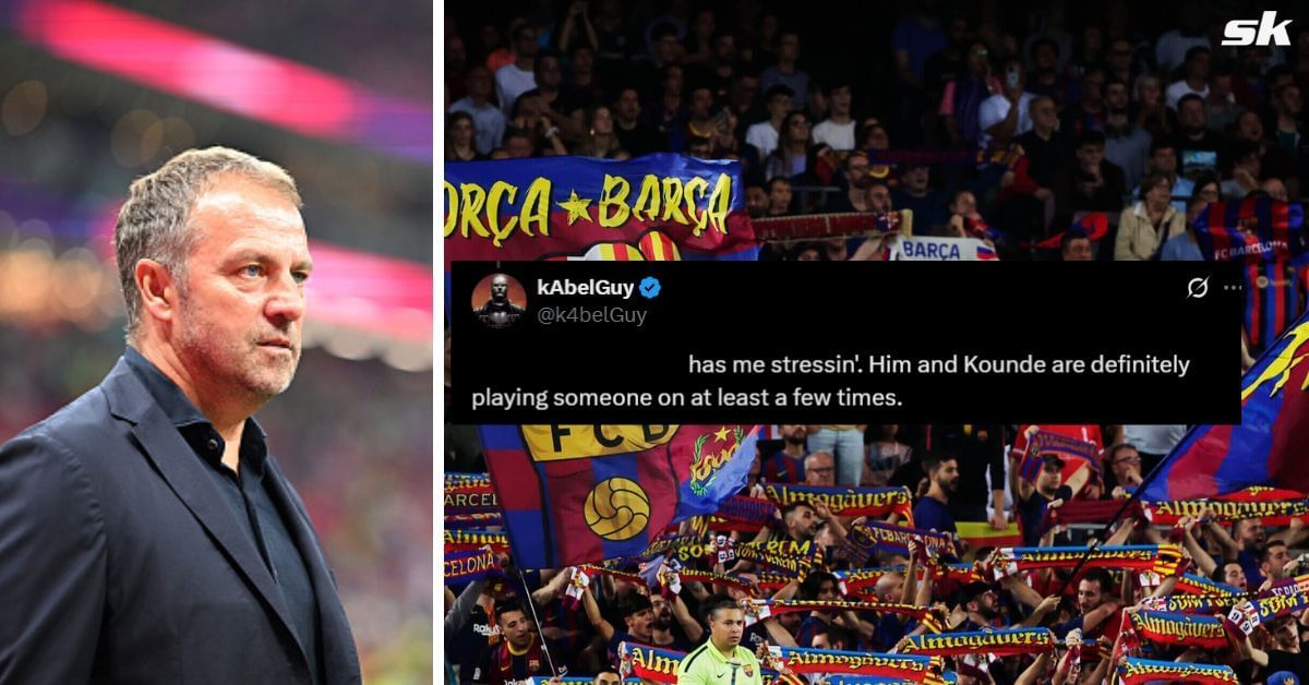 Hansi Flick and Barcelona fans (All images sourced from Getty and X/@k4belguy)
