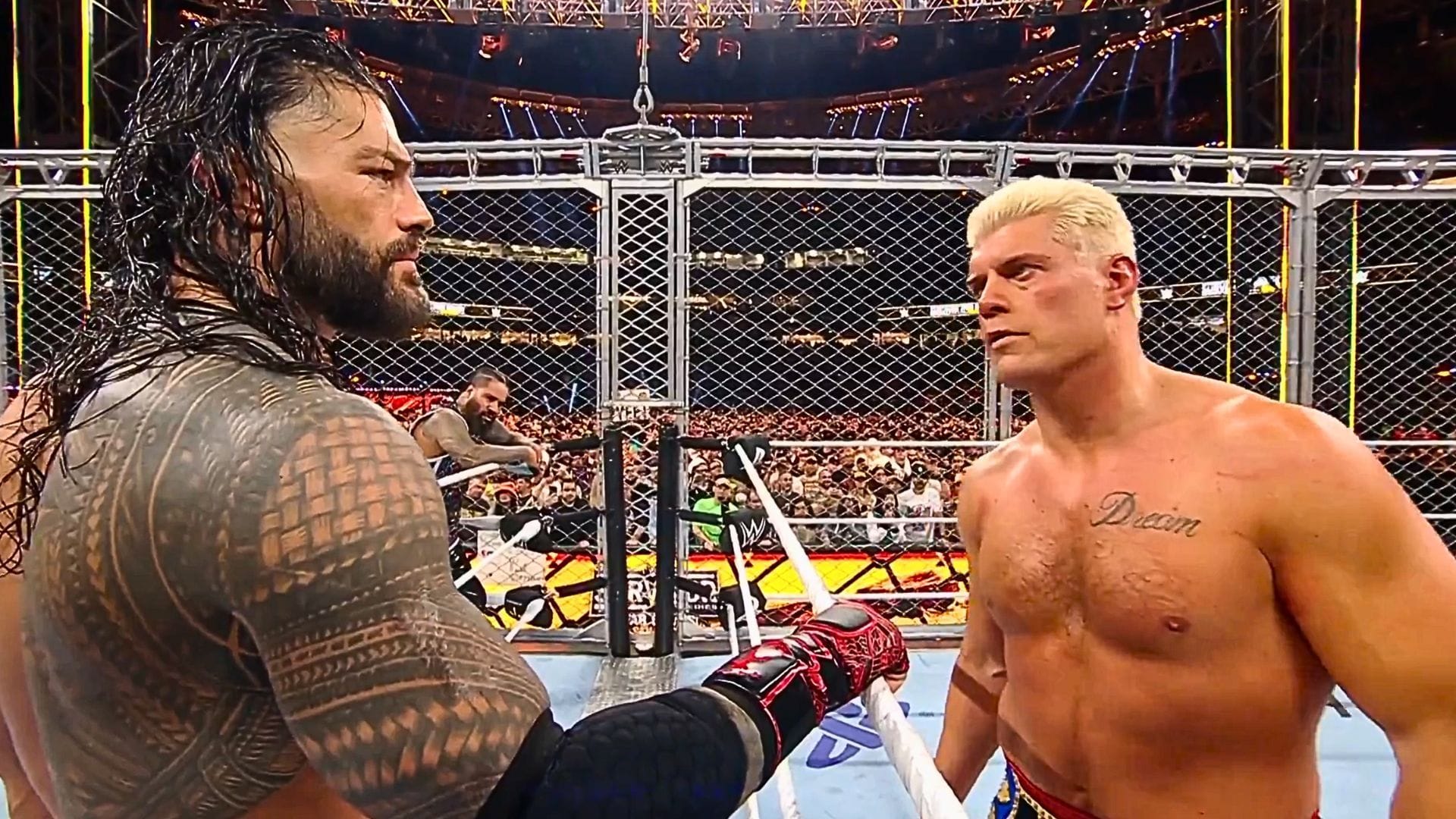 Roman Reigns spoke with Cody Rhodes after the match [Image: WWE on X]