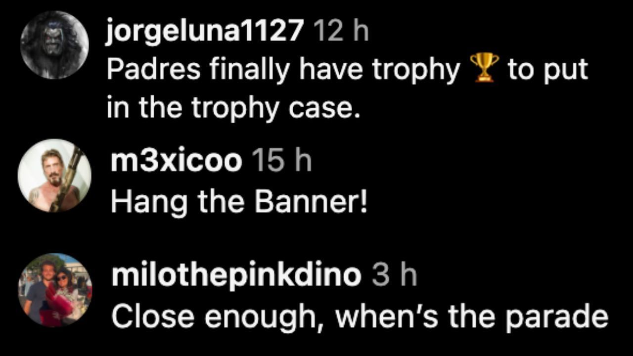 Screenshots of fans&#039; comments on Instagram (Images from - Instagram.com/@dugoutreport)