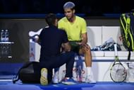 Carlos Alcaraz receives a massage during his men's singles final clash against Jannik Sinner at the 2025 ATP Finals (Source: Getty)