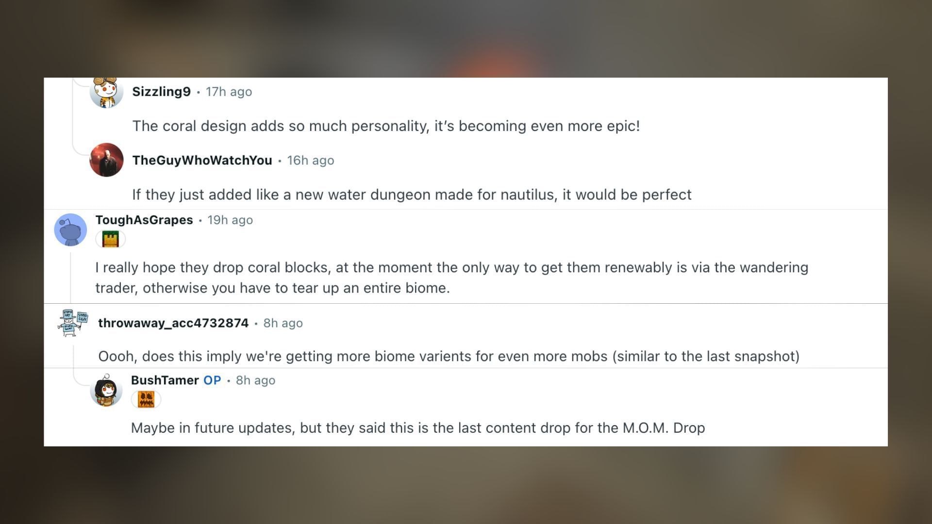 Redditors react to the upcoming coral zombie nautilus (Image via Reddit)