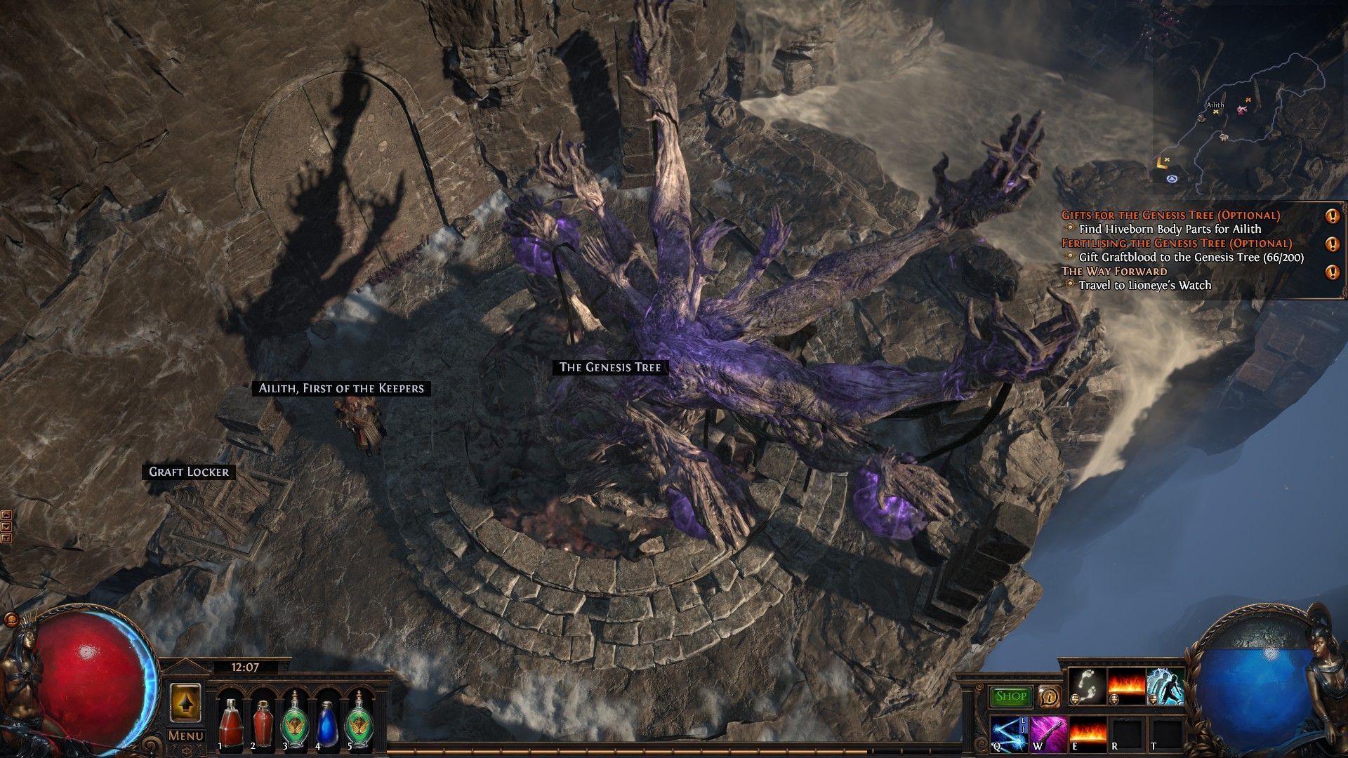 Najděte strom Genesis v Klášteře strážců (obrázek přes Grinding Gear Games)