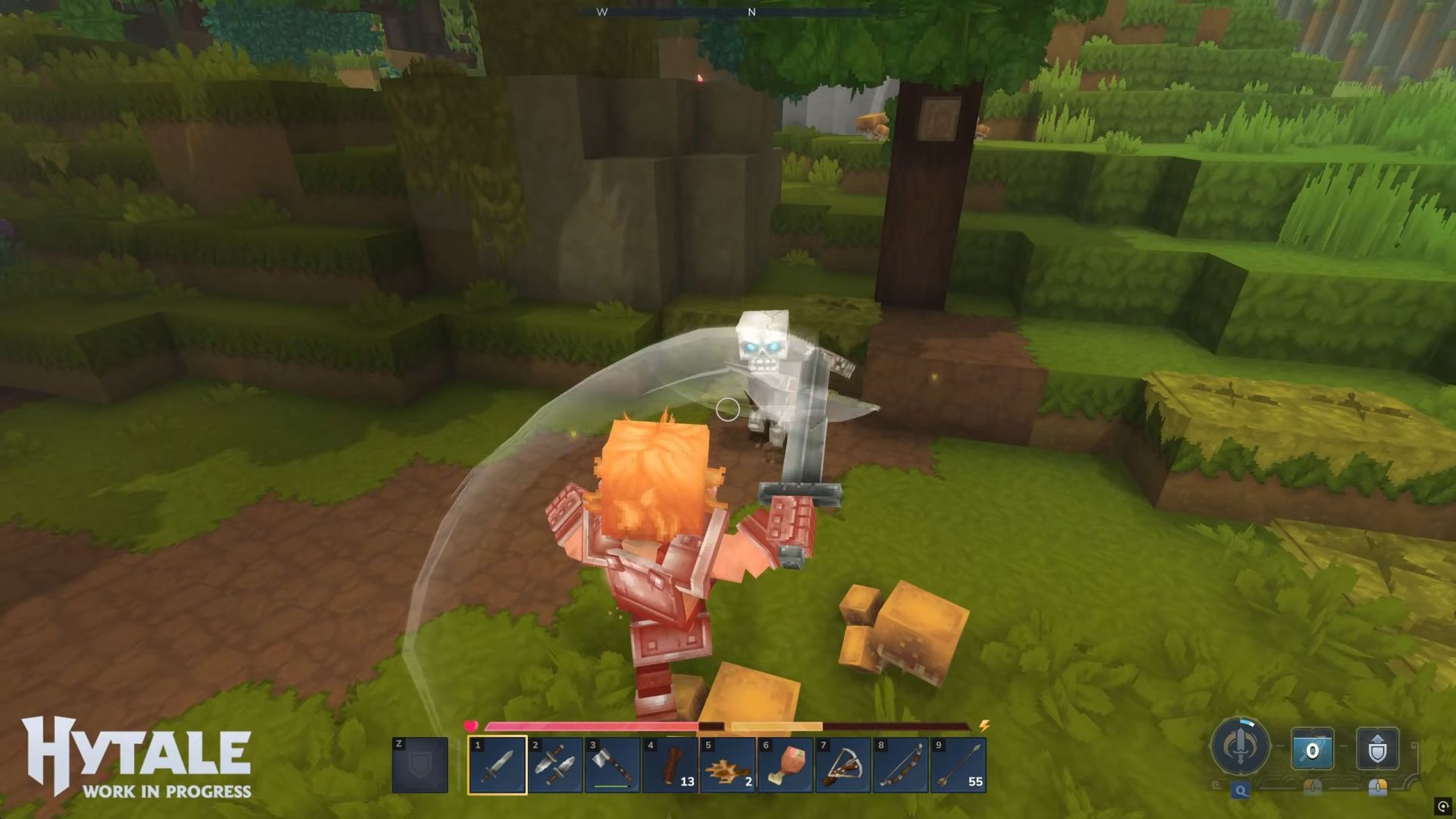 Niekoľko nových zbraní s novou bojovou mechanikou (obrázok cez YouTube/Hytale)