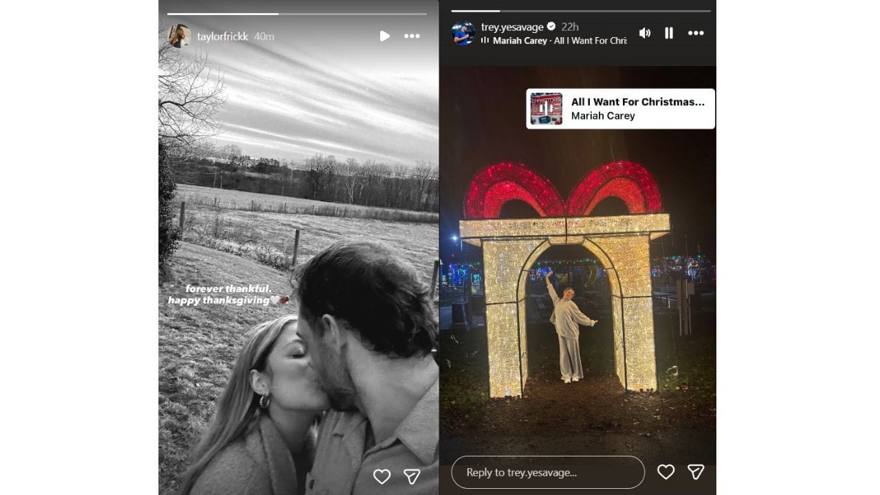 Trey Yesavage and Taylor Frick's Instagram stories