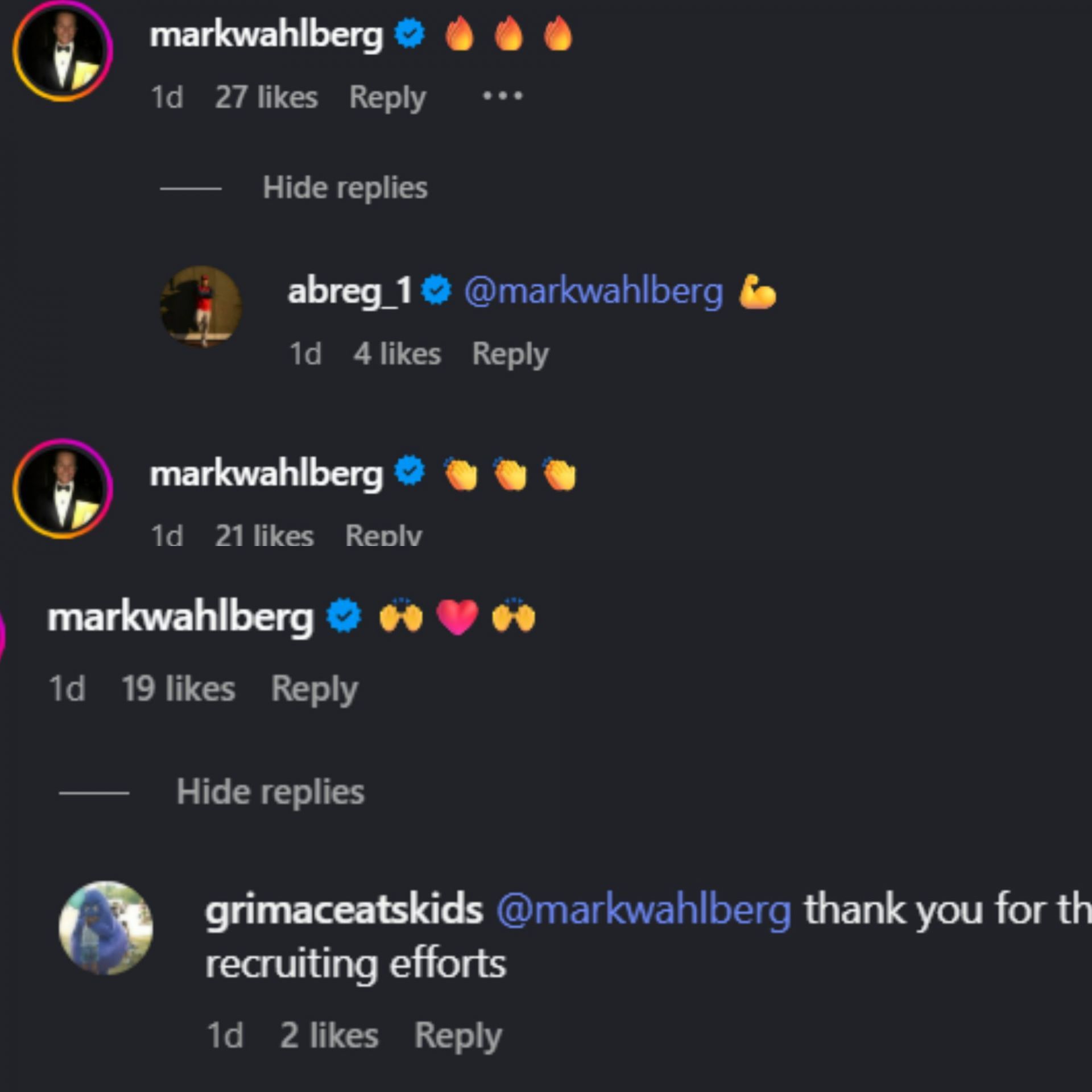 Snímka obrazovky komentárov (zdroj obrázka: Instagram/abreg_1)