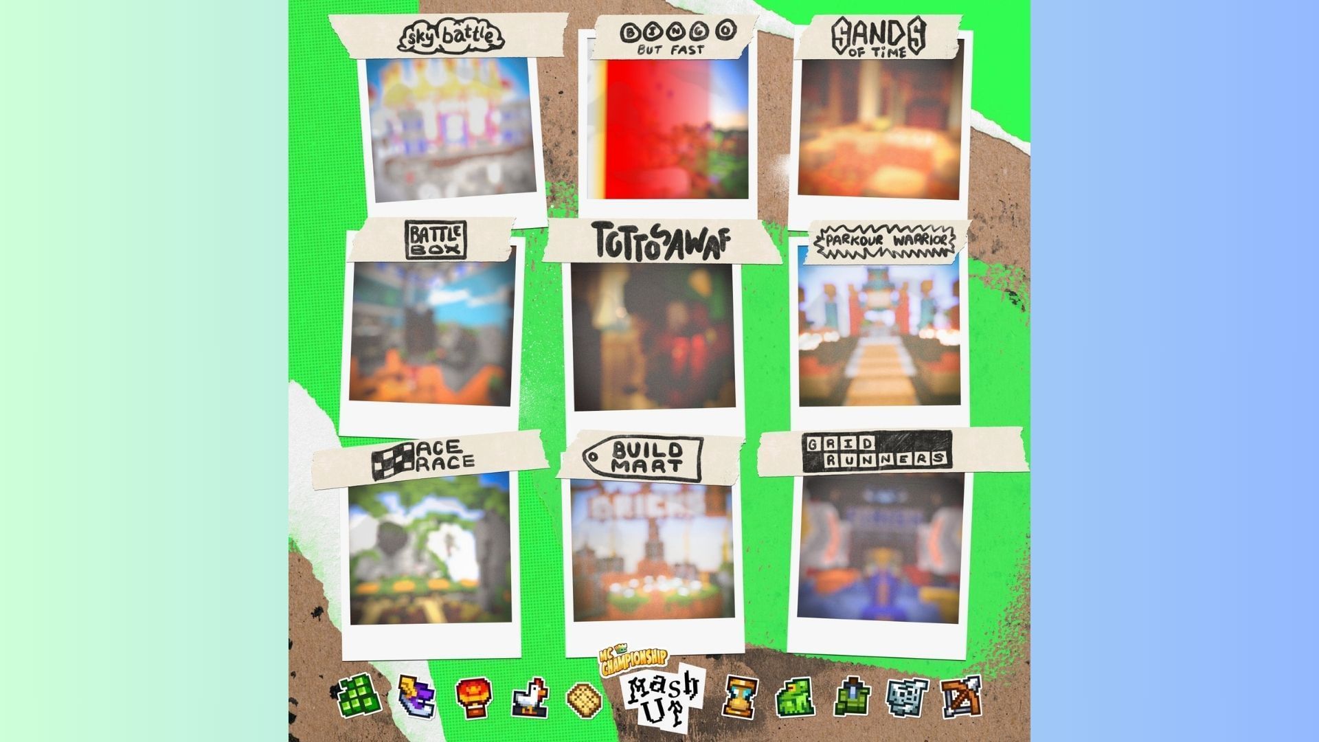 These are the games selected for the Minecraft Championship (MCC) Mash Up 2025 (Image via X/@MCC)