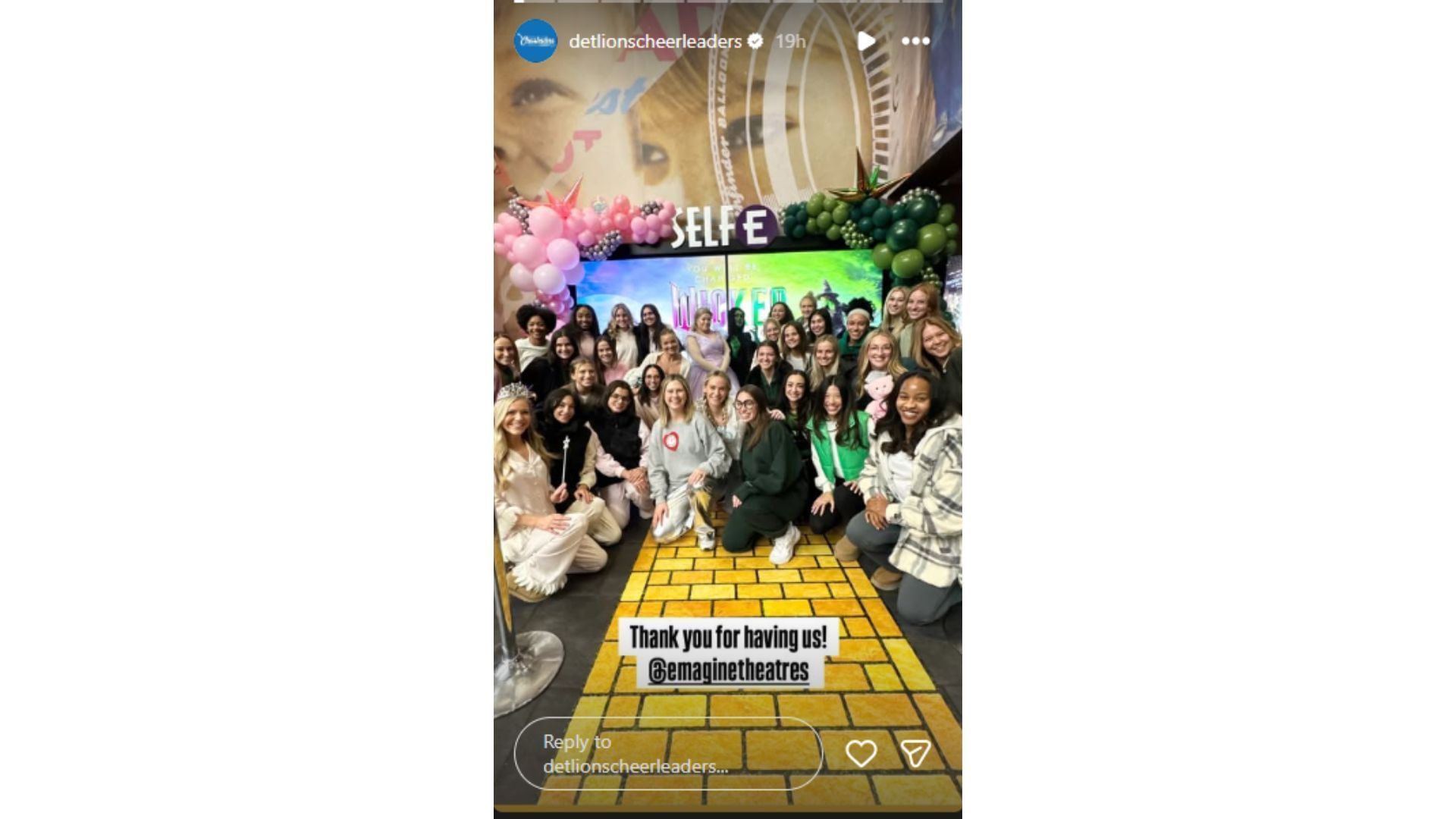 Detroit's cheer squad saw the latest installment of "Wicked."  (Credit: @detlionscheerleaders)