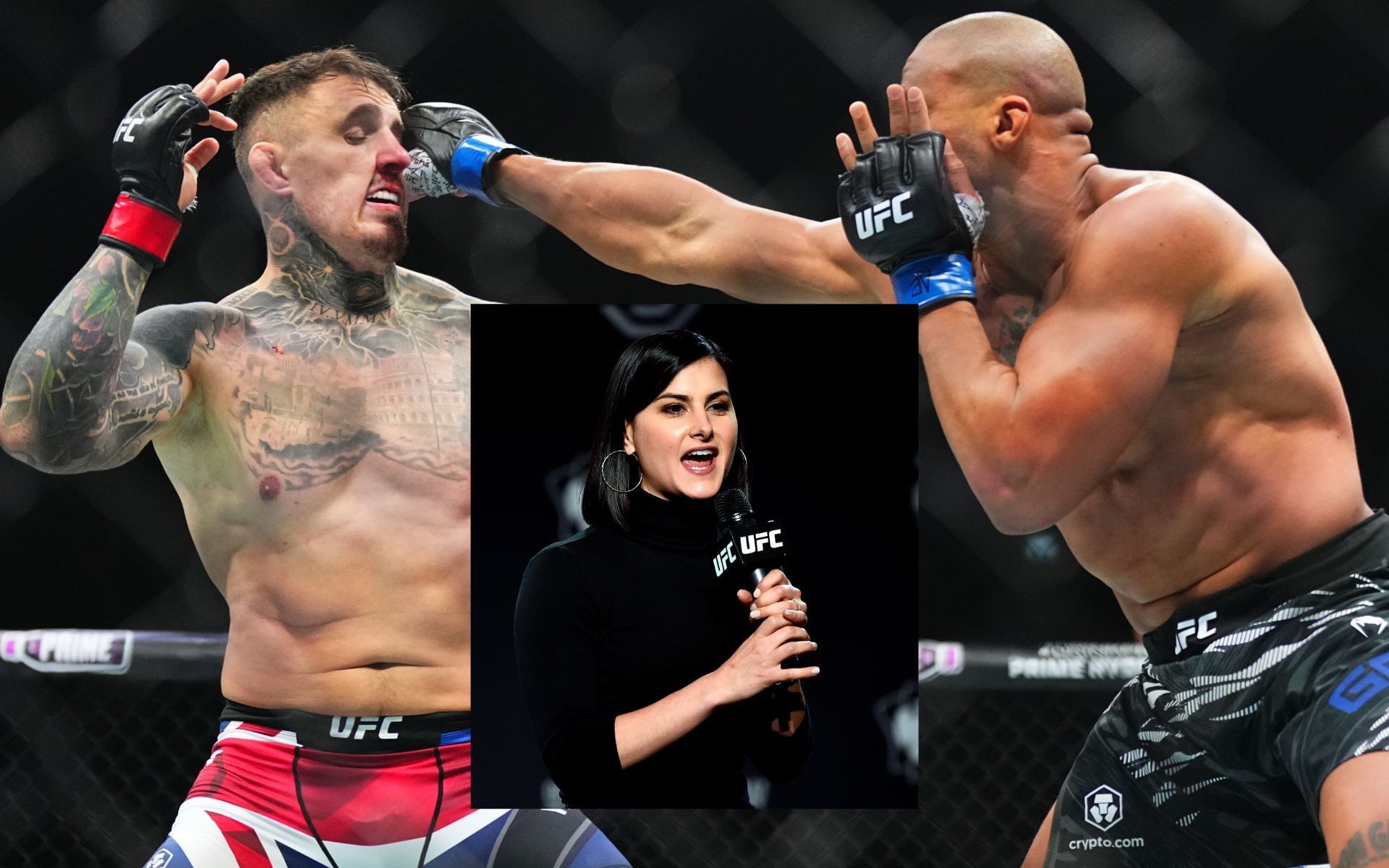 Megan Olivi (inset) offers her take on Tom Aspinall vs. Ciryl Gane clash. [Images courtesy: Getty]