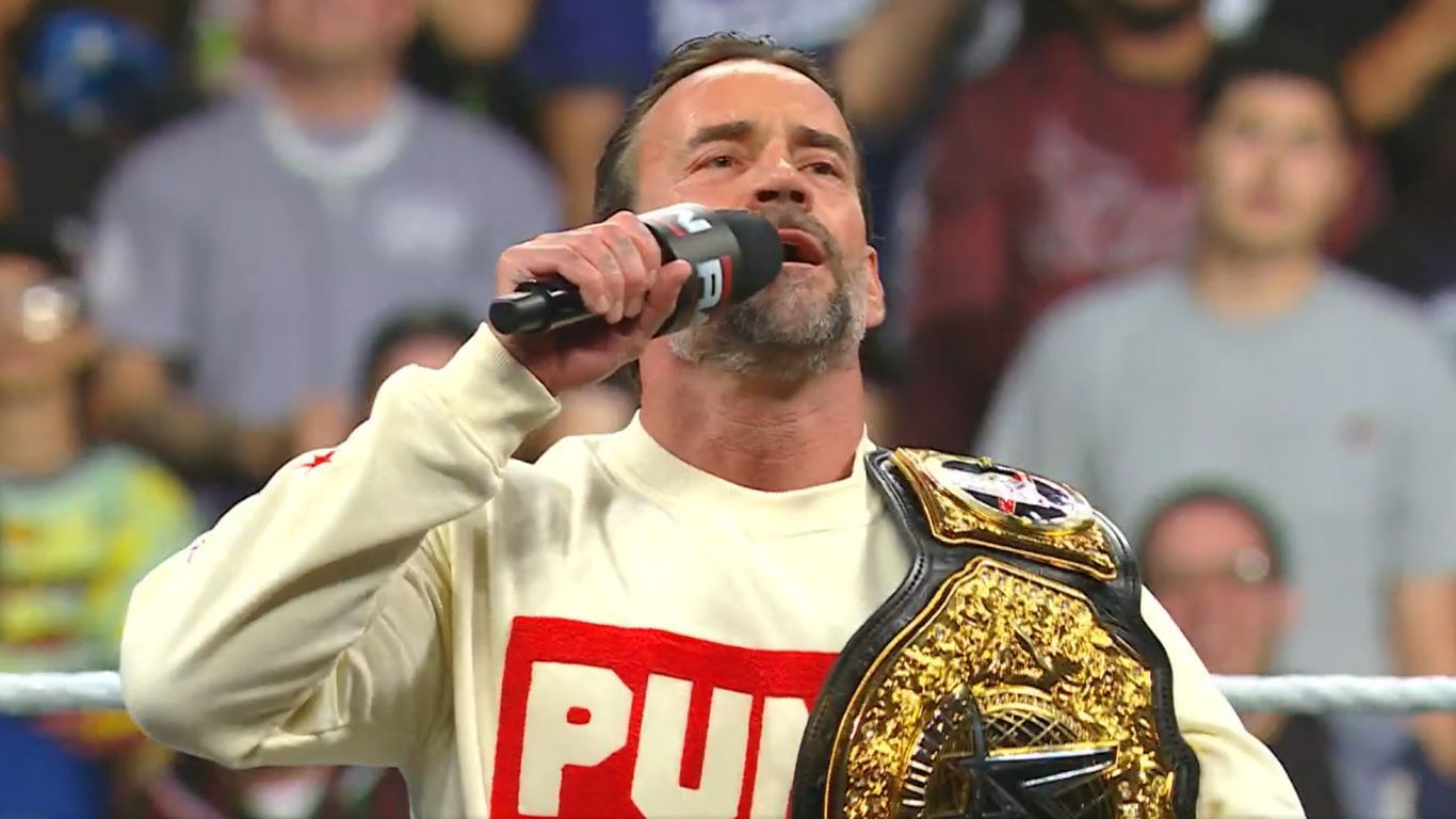 CM Punk addresses the crowd on Monday Night Raw [Image via WWE.com]